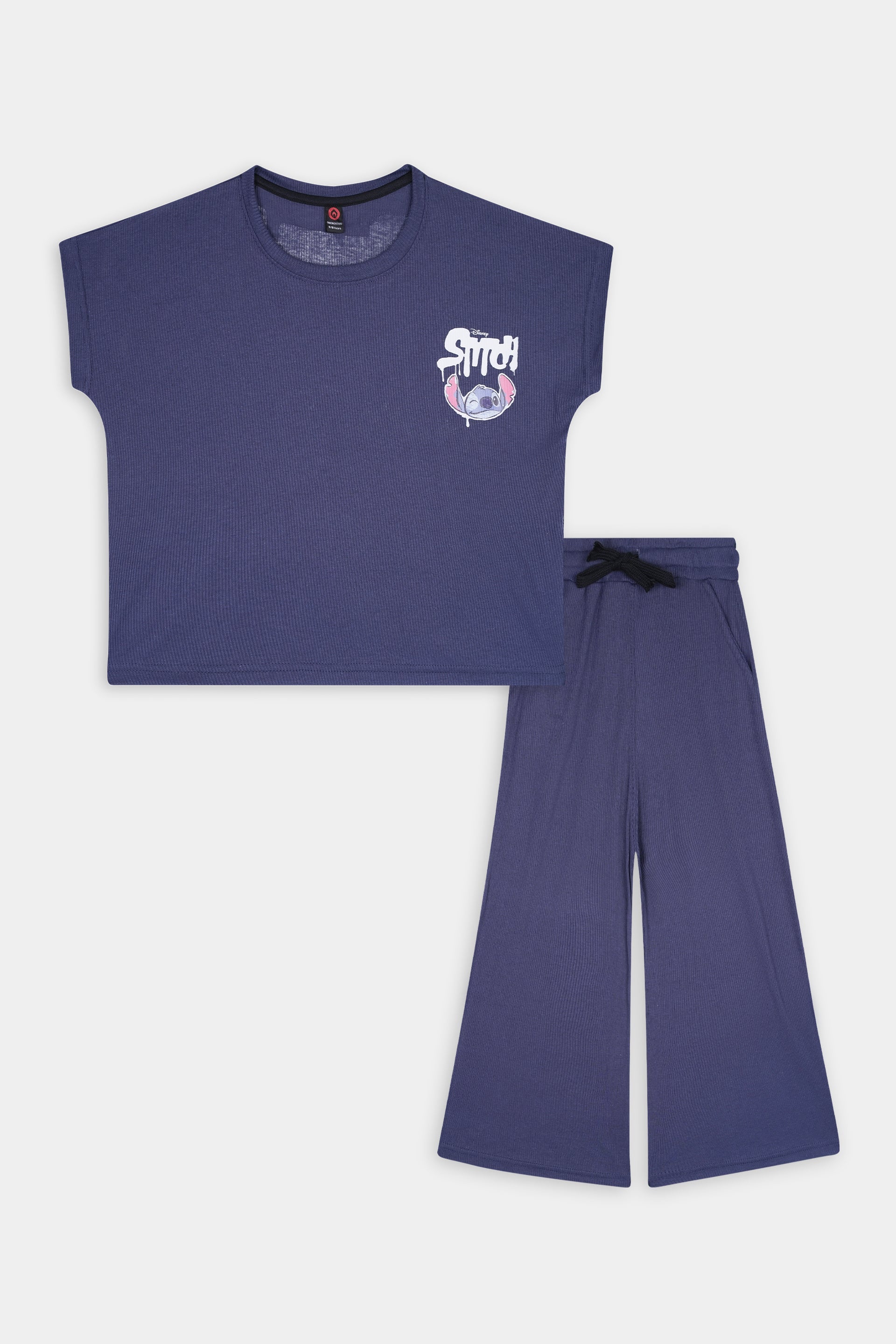 Disney Stitch "Graffiti Style" 100% Cotton Boxy Fit Tee & Wide-Leg Pants Set