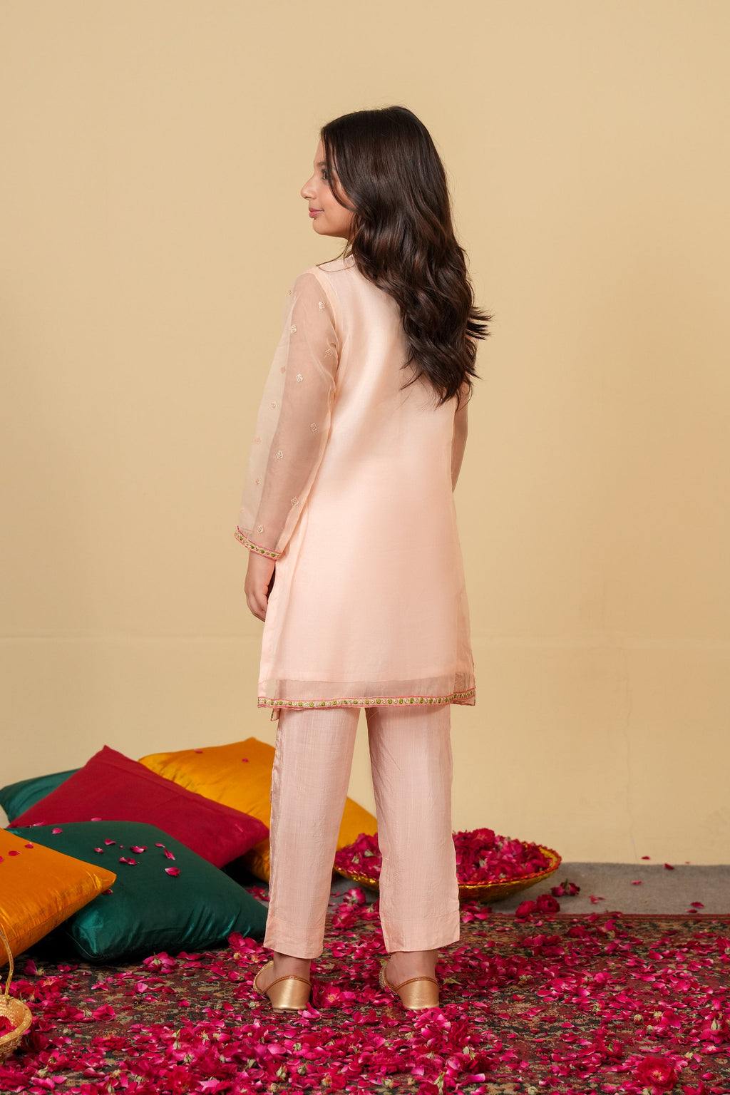 Blush Bloom Organza Suit – Elegant Pastel Festive Wear for Girls