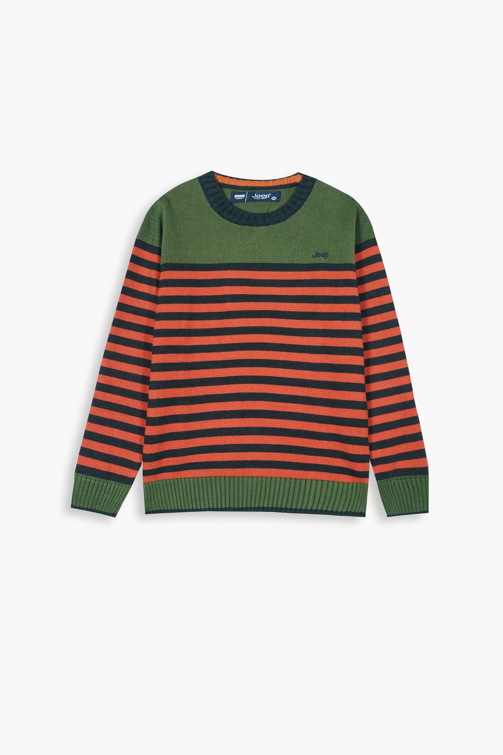 Jeep Multicolor Cotton Sweater – 100% Cotton | Warm & Stylish Winter Wear for Kids (Orange and Green))