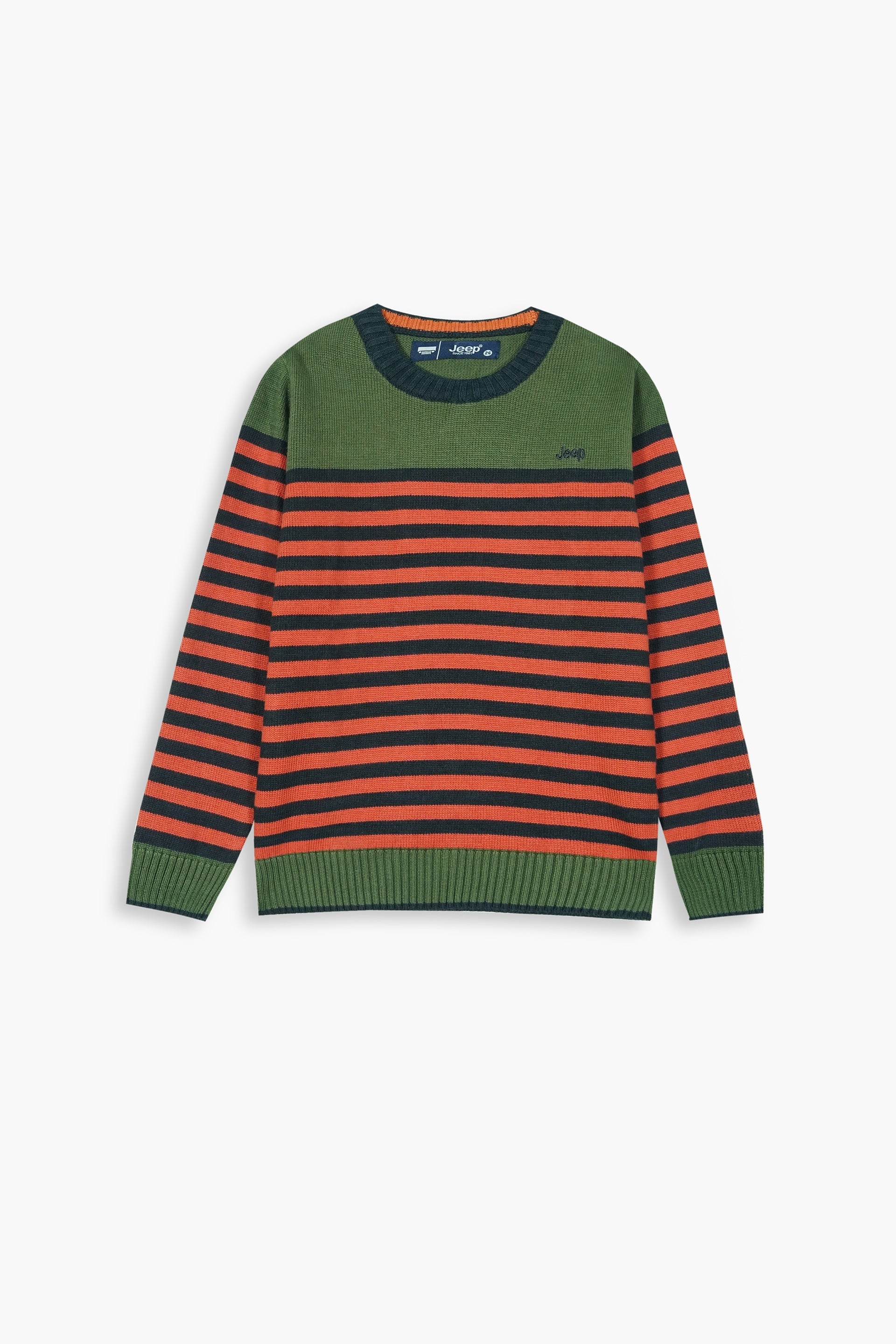 Jeep Multicolor Cotton Sweater – 100% Cotton | Warm & Stylish Winter Wear for Kids (Orange and Green))