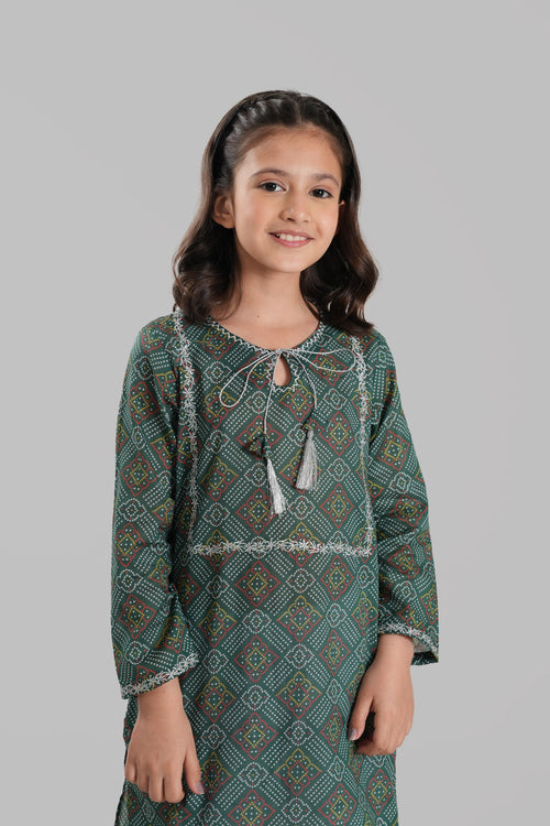 2 Pcs Digital Print Lawn chunri-Green