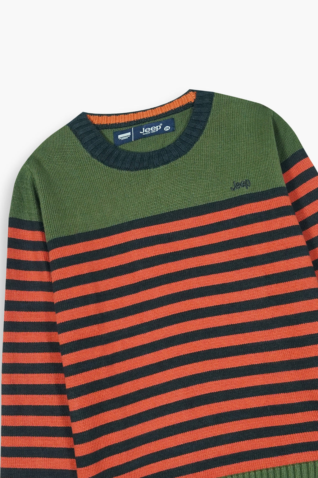 Jeep Multicolor Cotton Sweater – 100% Cotton | Warm & Stylish Winter Wear for Kids (Orange and Green))