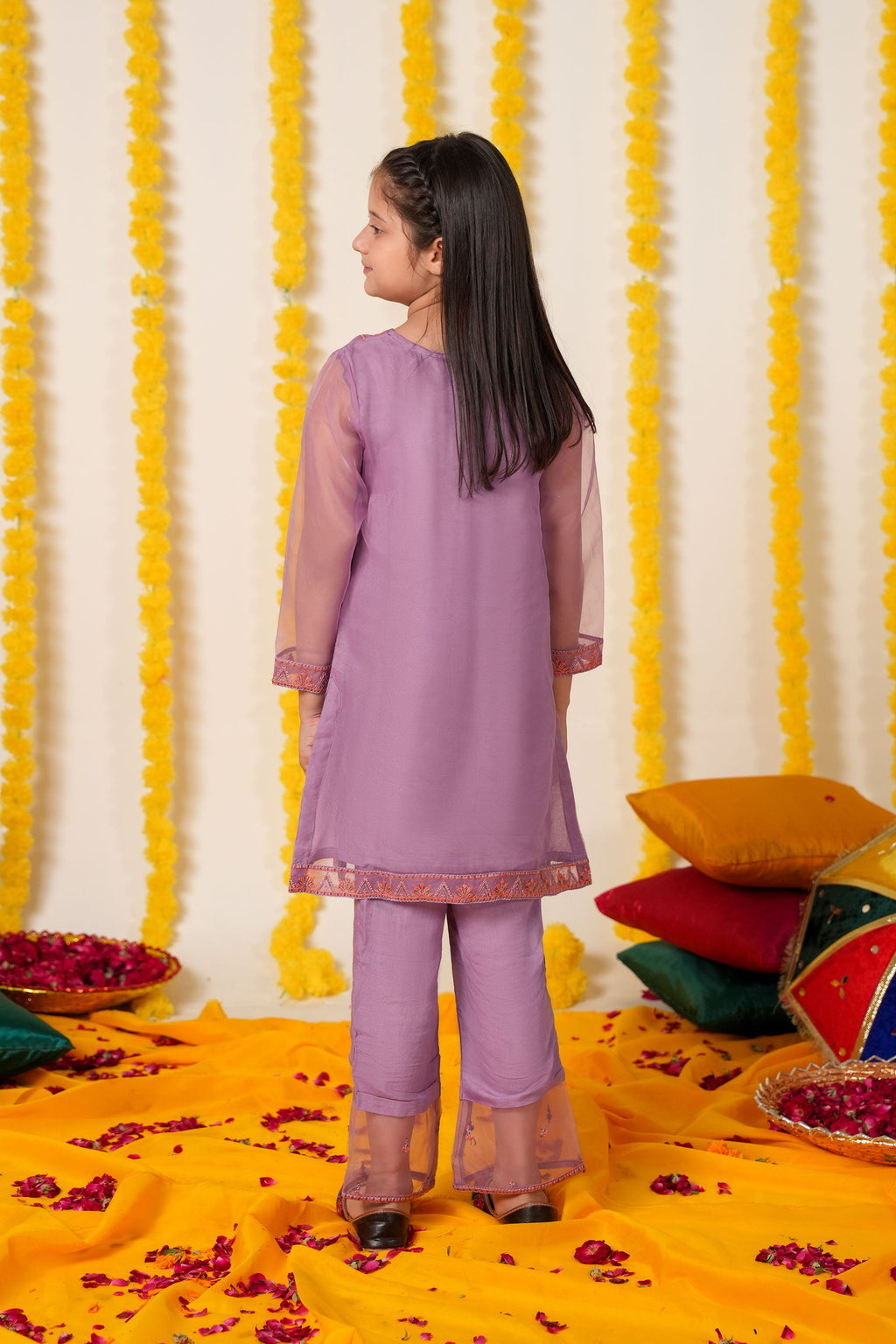 Lilac Dream Organza Suit – Elegant Festive Wear for Girls