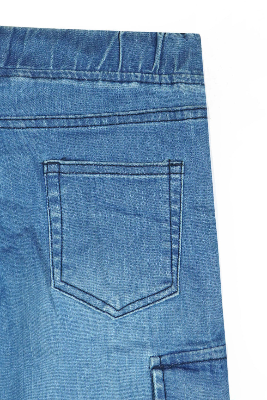 Girls 8-Pocket Light Blue Wide Leg Jeans – 100% Cotton Stretch Denim