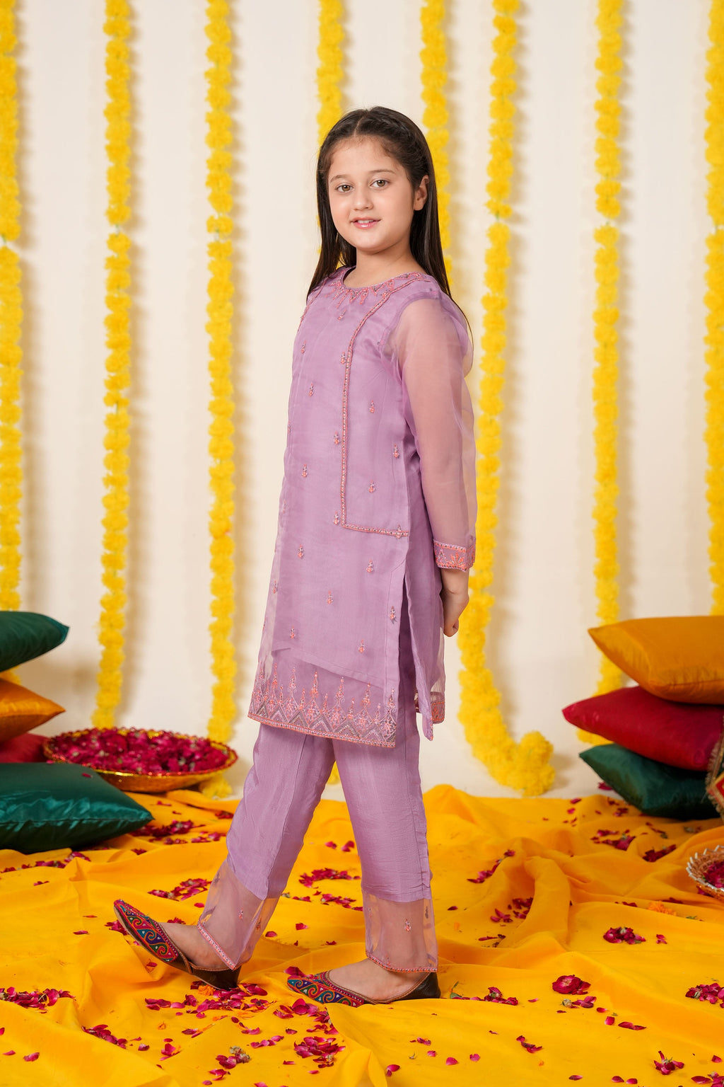 Lilac Dream Organza Suit – Elegant Festive Wear for Girls