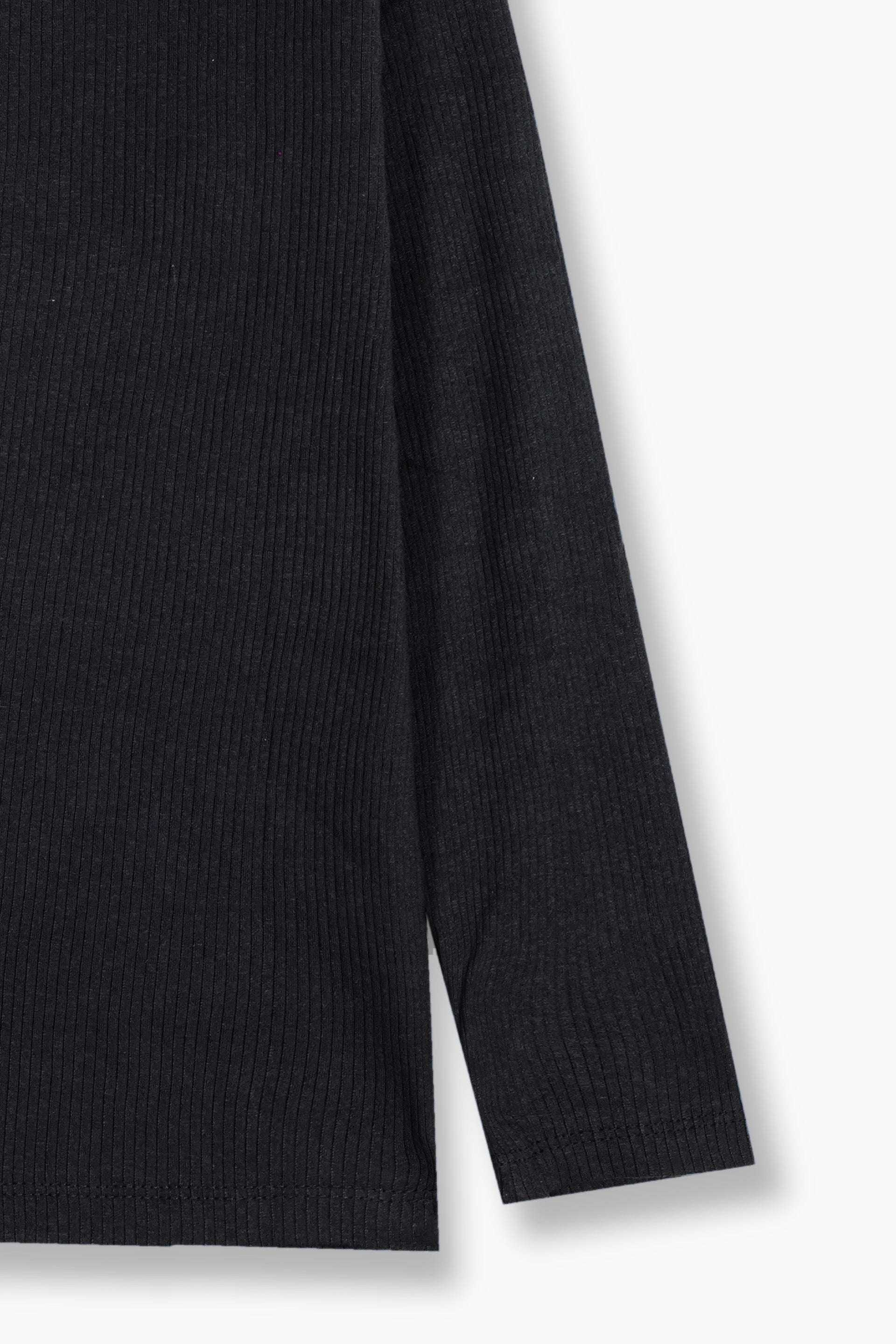 Kids Ribbed High Neck Winter Top Black – Soft, Warm & Stylish