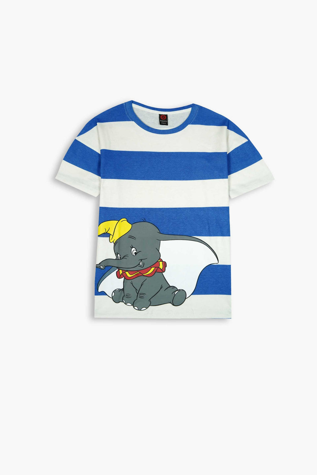 Blue & White Striped Dumbo Graphic Long T-Shirt for Kids | 100% Cotton