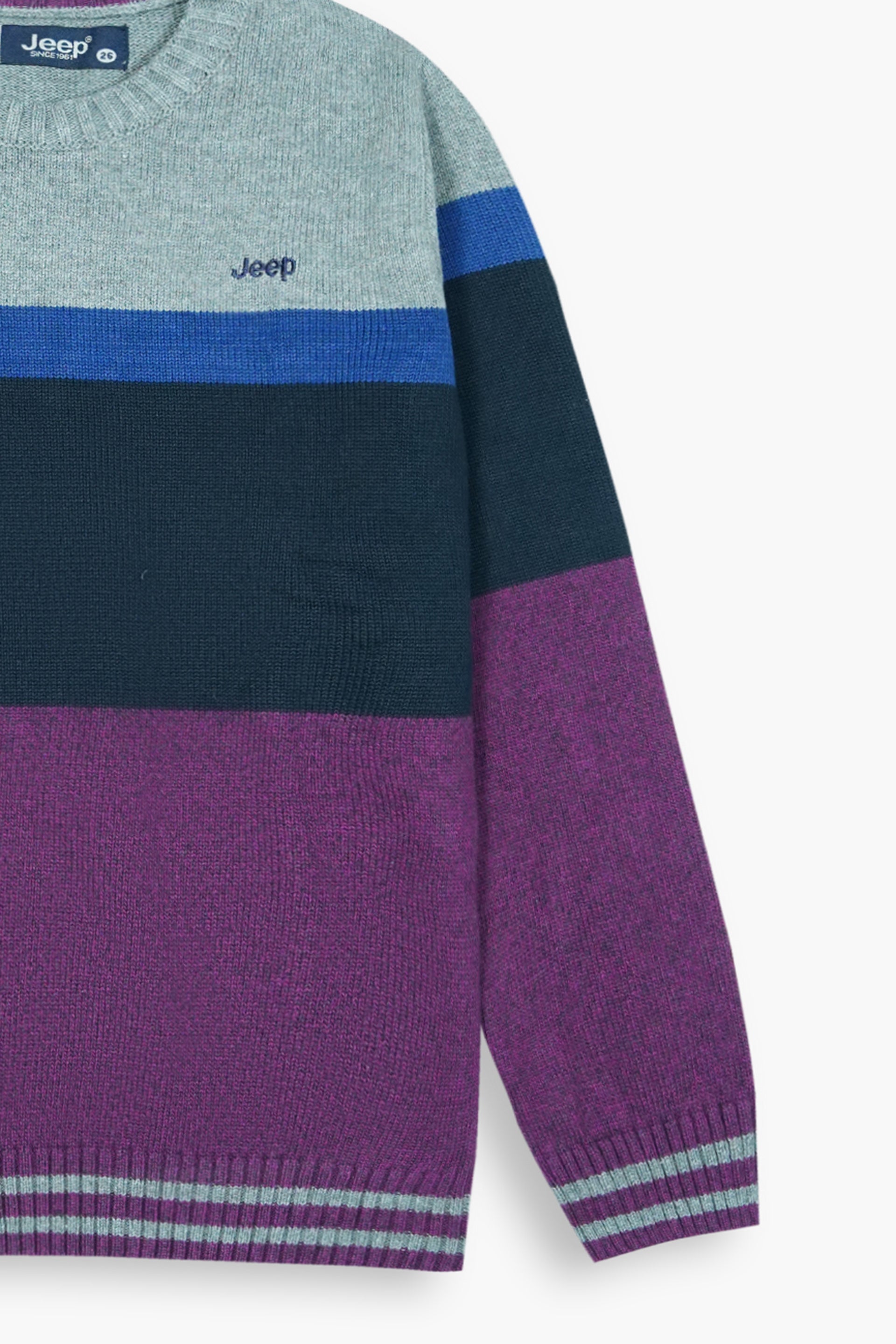 Jeep Multicolor Cotton Sweater – 100% Cotton | Warm & Stylish Winter Wear for Kids (Black & Grey)