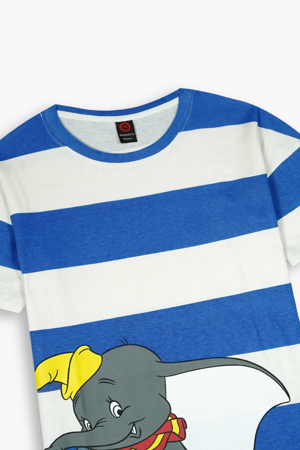 Blue & White Striped Dumbo Graphic Long T-Shirt for Kids | 100% Cotton