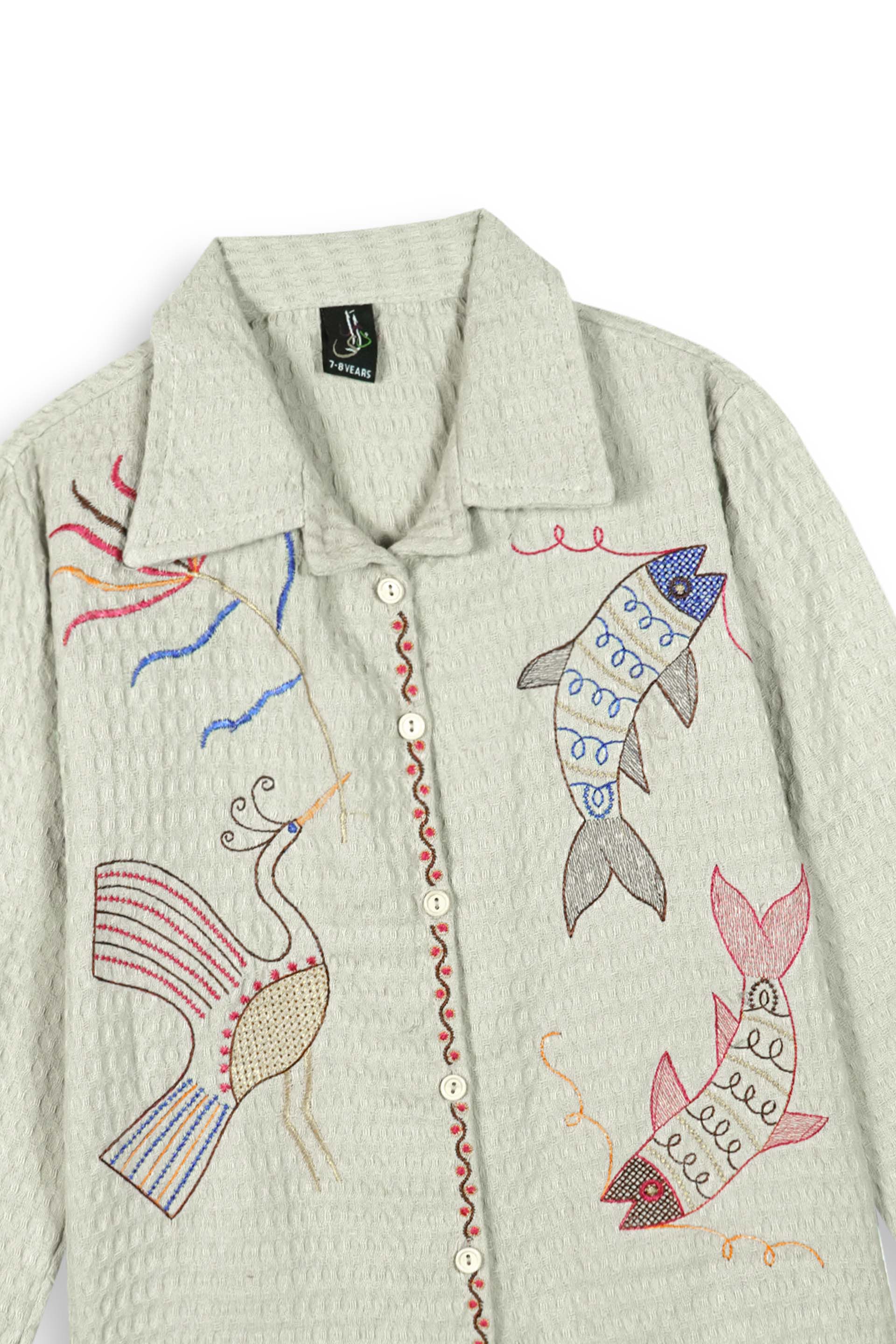 Embroidered Jacquard Shirt | Stylish Winter Wear (Grey)