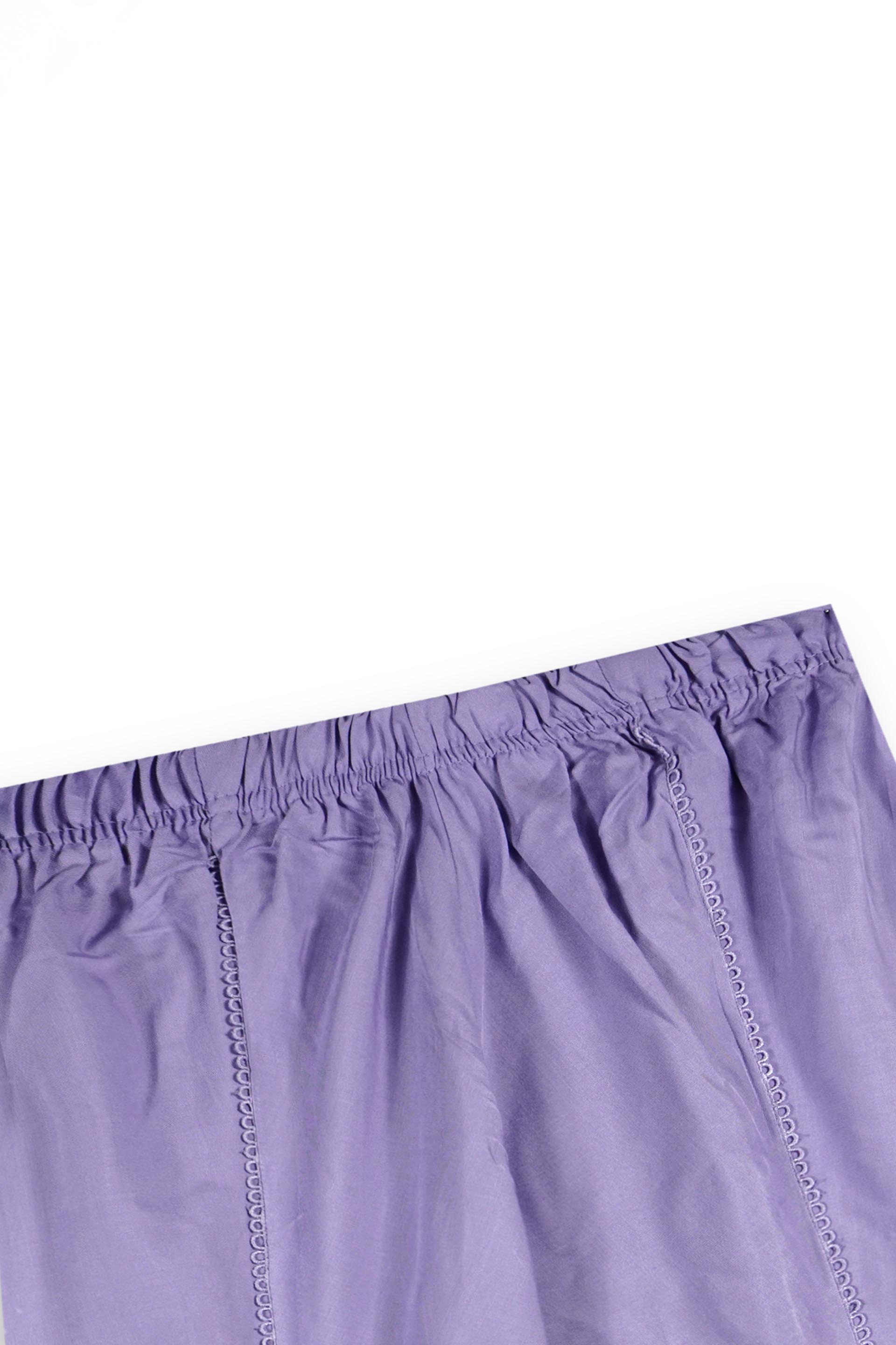 Girls Lavender Cambric Cotton Winter Suit with Gold Tilla Embroidery & Tulip Trouser