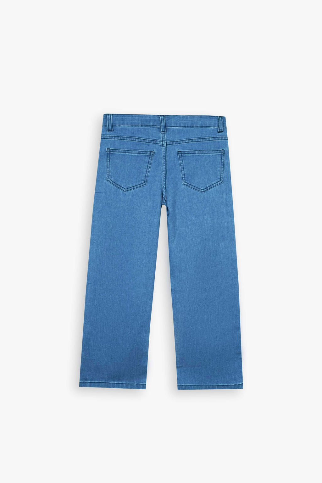 Kids Snoopy Embroidered Denim Pants | Wide-Leg Blue Jeans