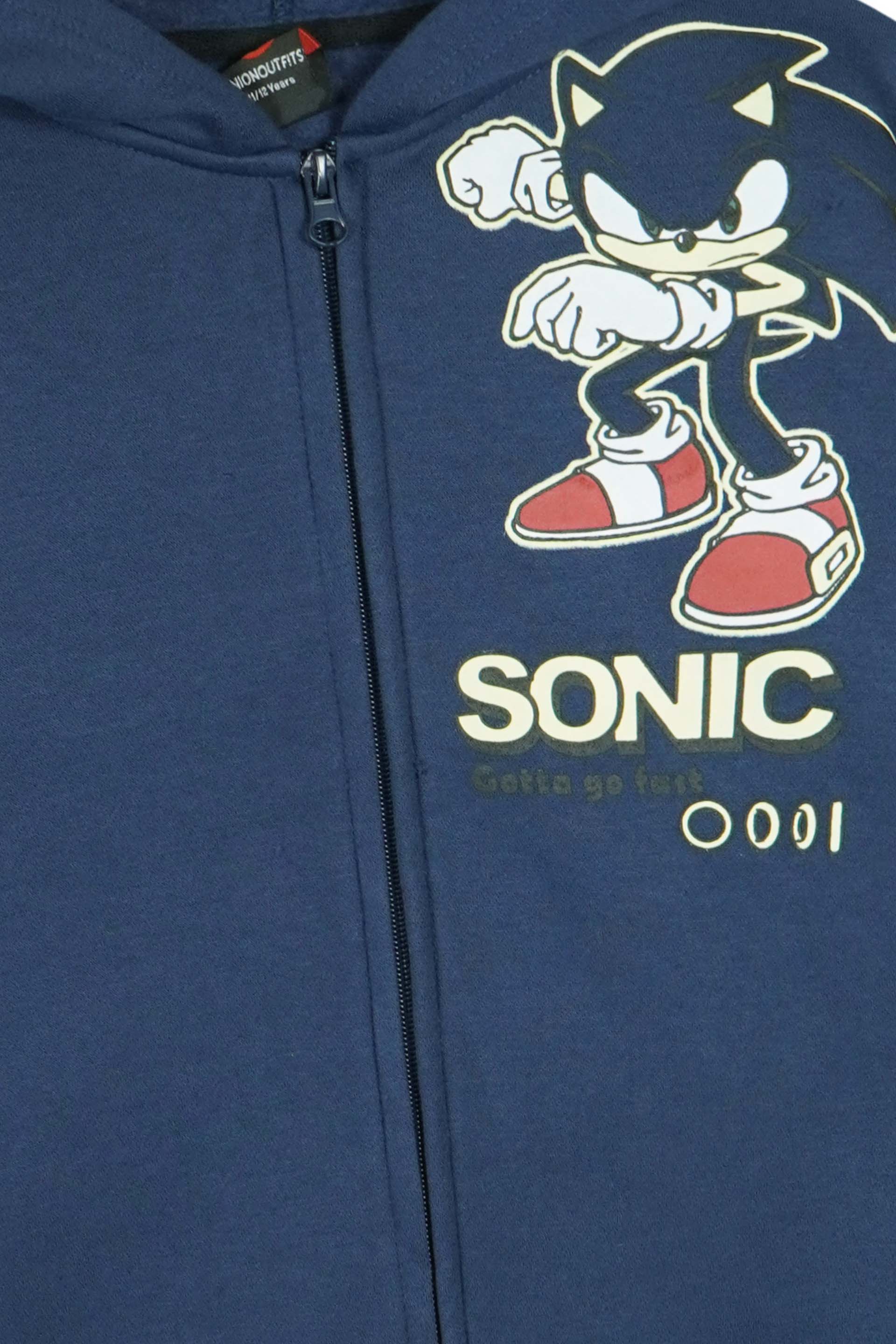 Kids Sonic Tracksuit – 100% Cotton Fleece | Zipper Hoodie & Jogger Set
