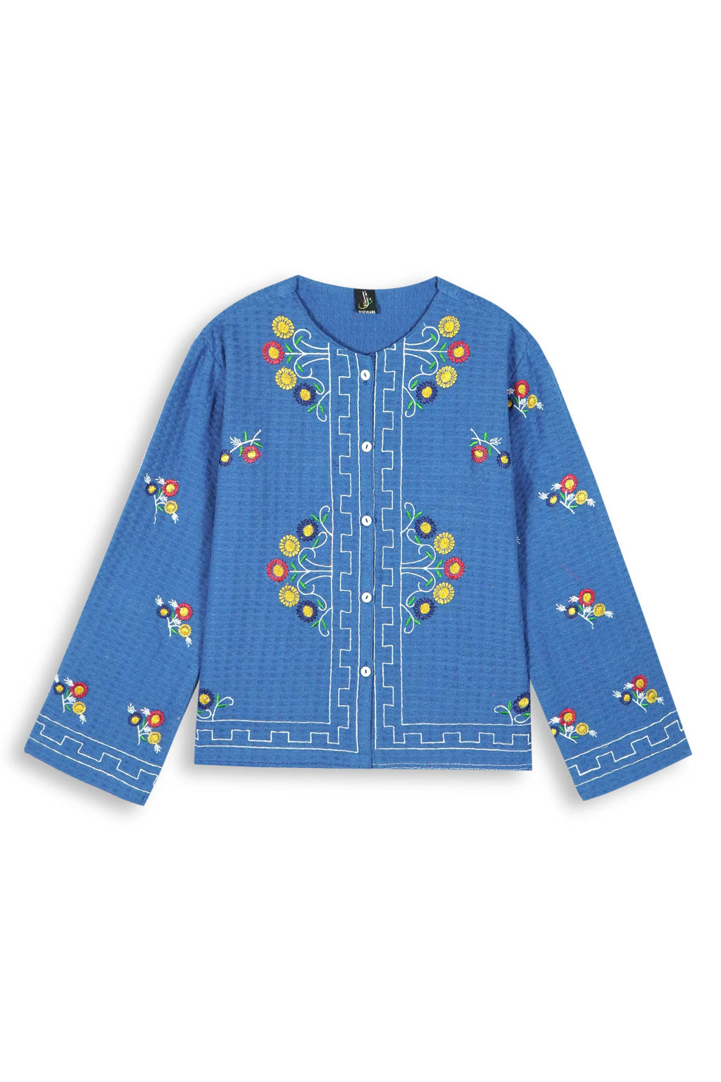 Blue Jacquard Embroidered top| Elegant Winter Wear