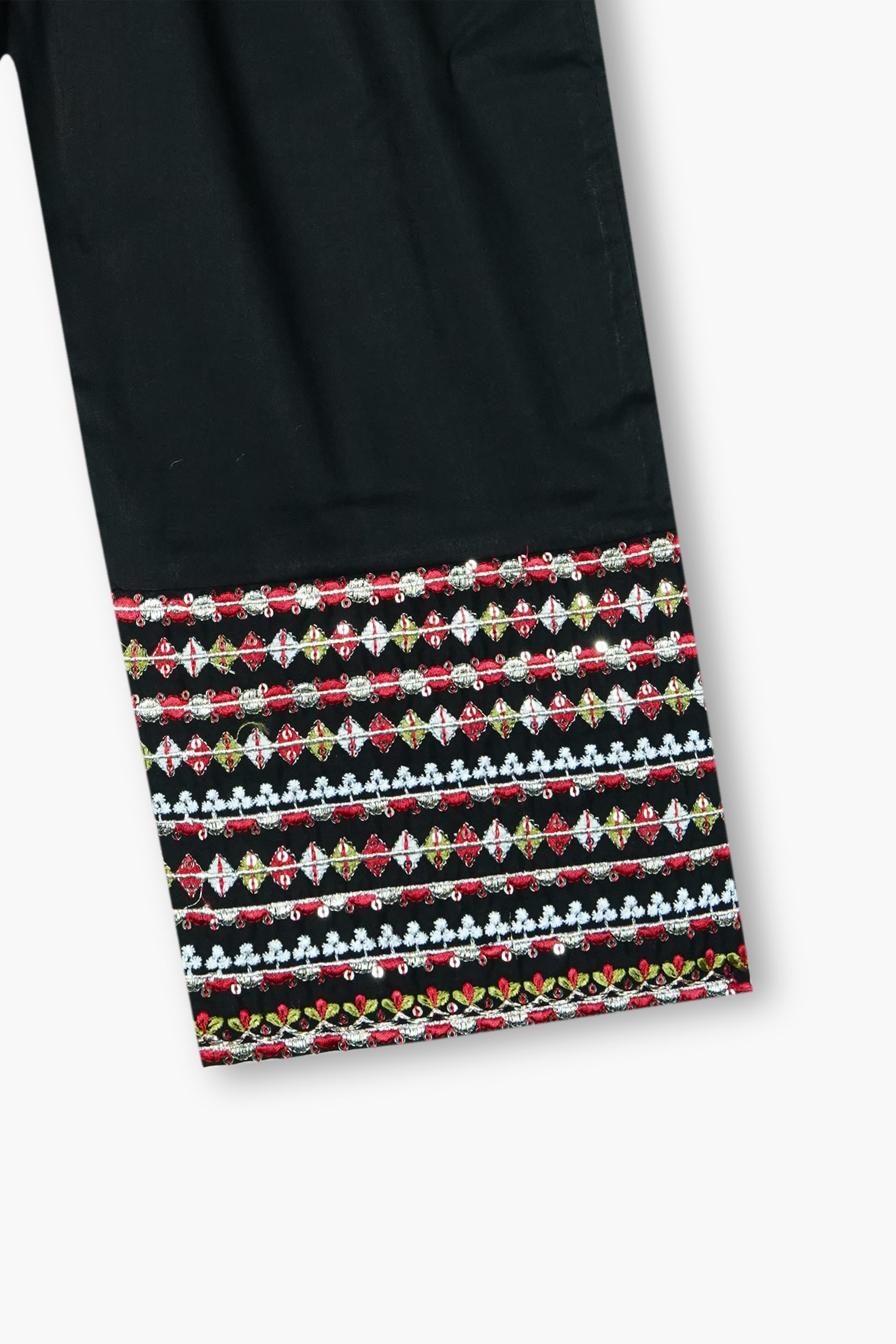 Girls Black Cotton Sequin Embroidered Ethnic Suit with Net Dupatta – Festive & Party Wear