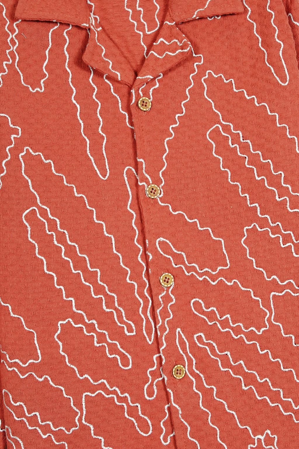Jacquard Fabric Embroidered Shirt – Terracotta Orange | Onion Outfits