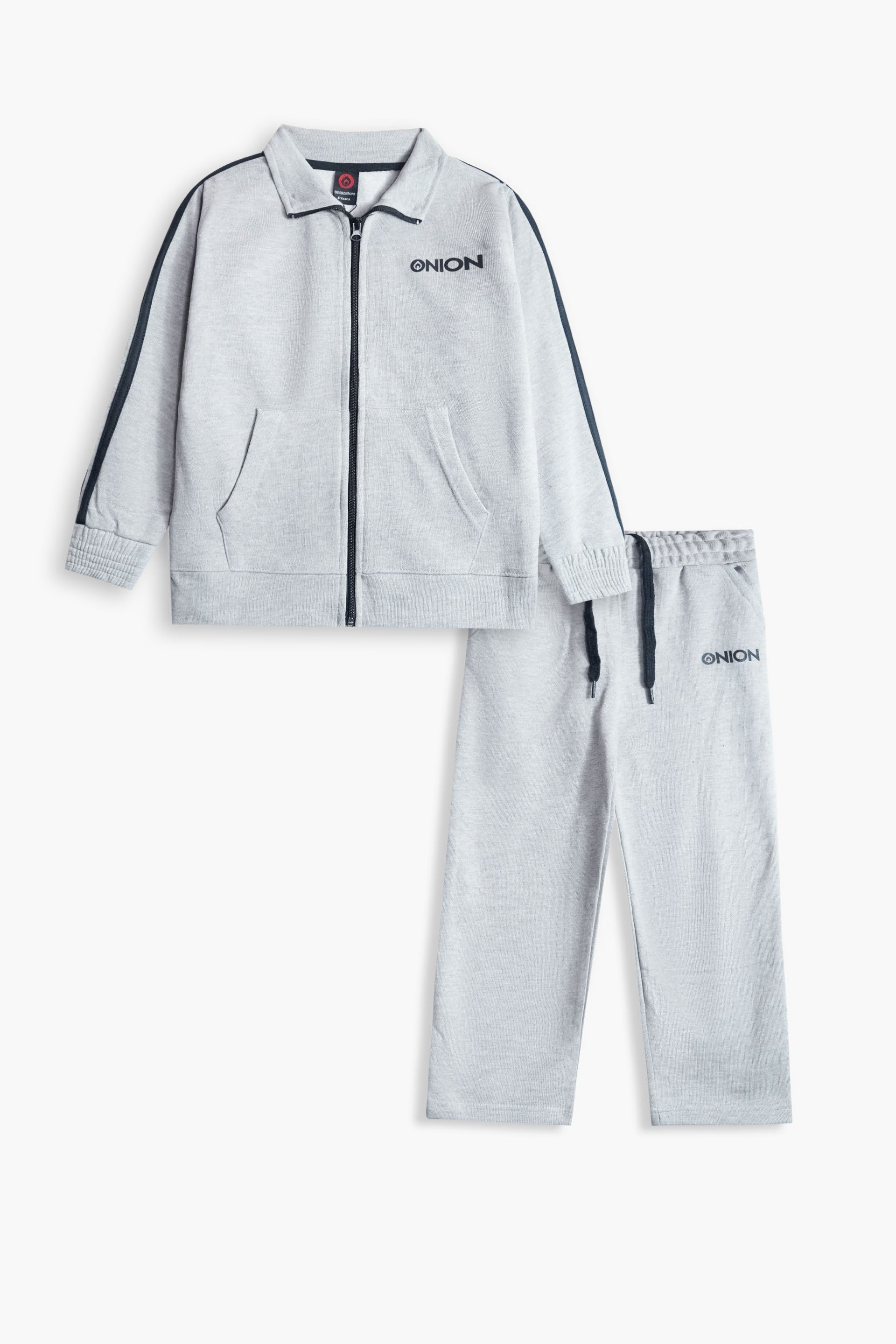 ONION Kids Grey Zipper Tracksuit Set – Jacket & Pants