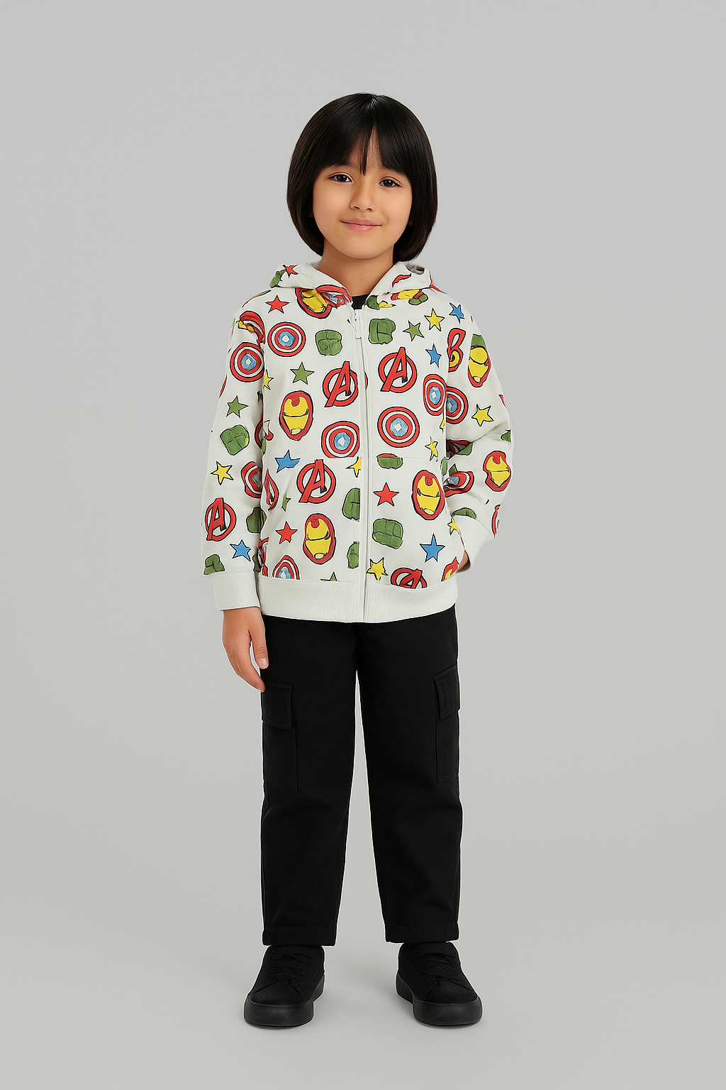 Marvel Avengers 100% Cotton Terry Hoodie – Kids Zip-Up Hoodie