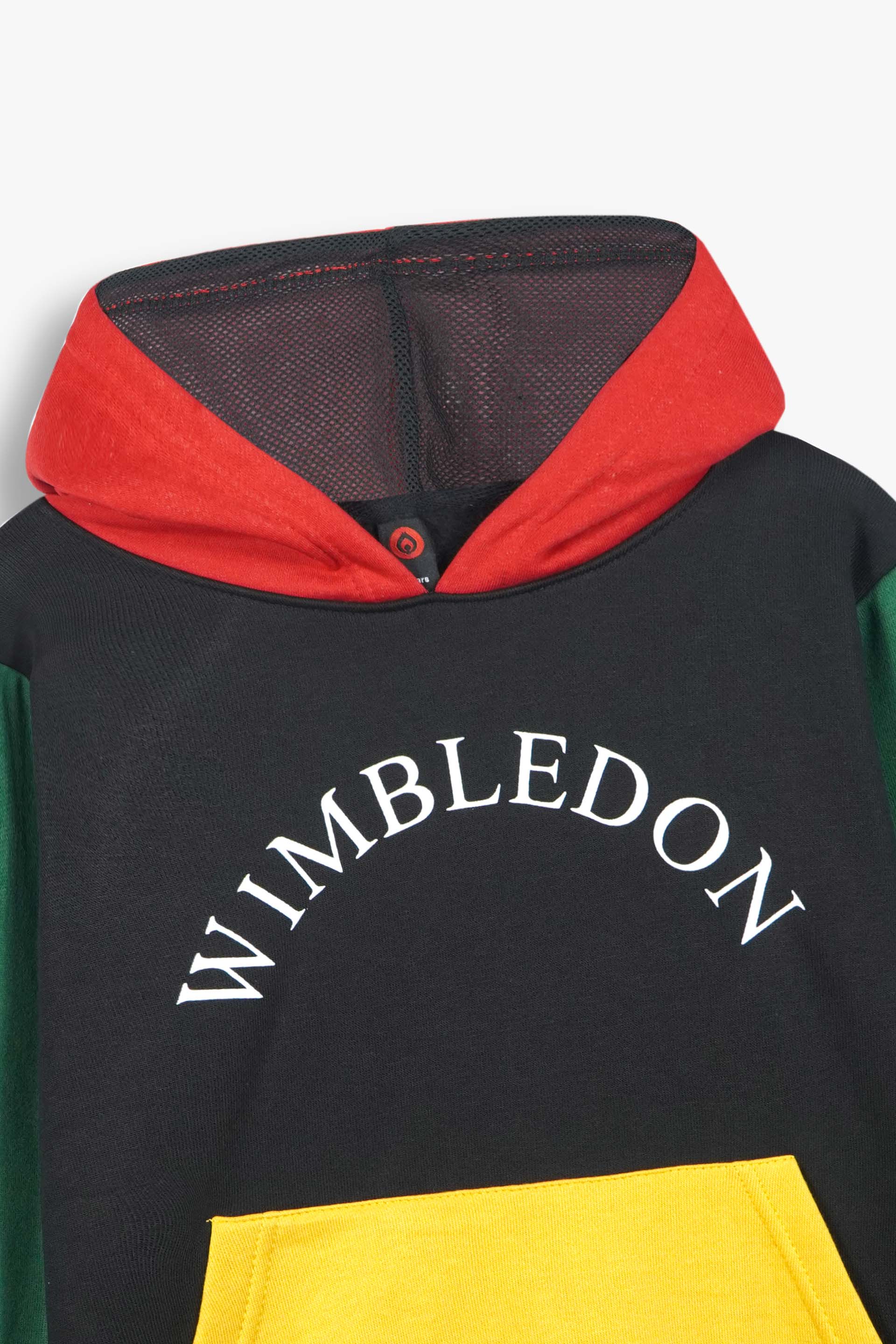 Kids Wimbledon Color-Block Fleece Hoodie – Black, Green & Yellow