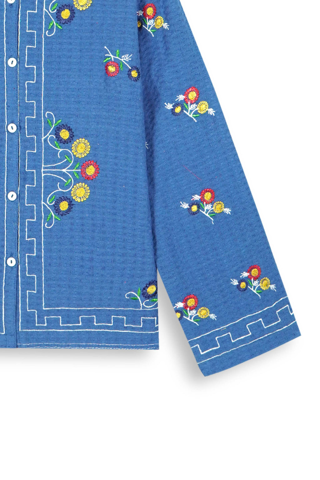 Blue Jacquard Embroidered top| Elegant Winter Wear