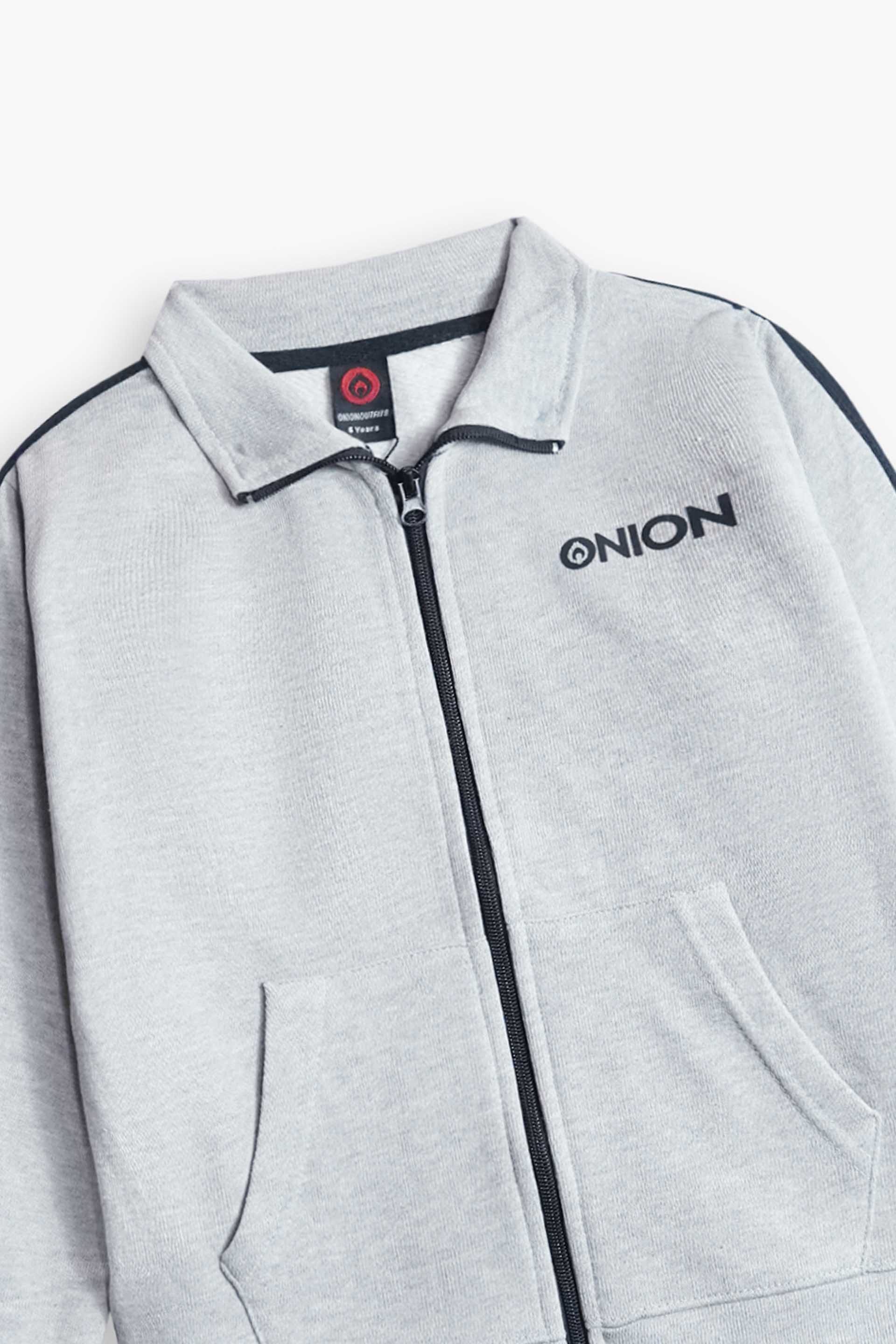 ONION Kids Grey Zipper Tracksuit Set – Jacket & Pants