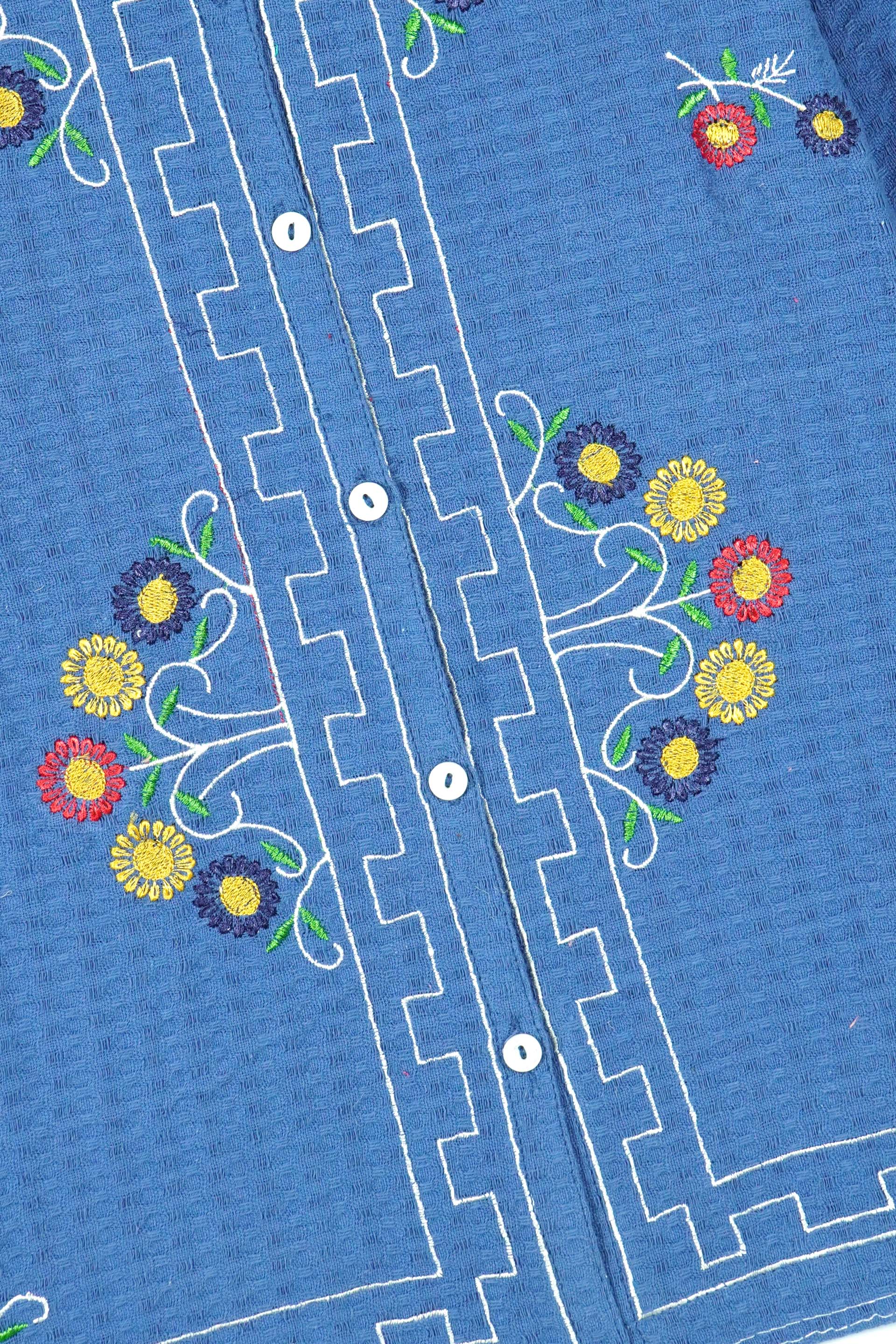 Blue Jacquard Embroidered top| Elegant Winter Wear