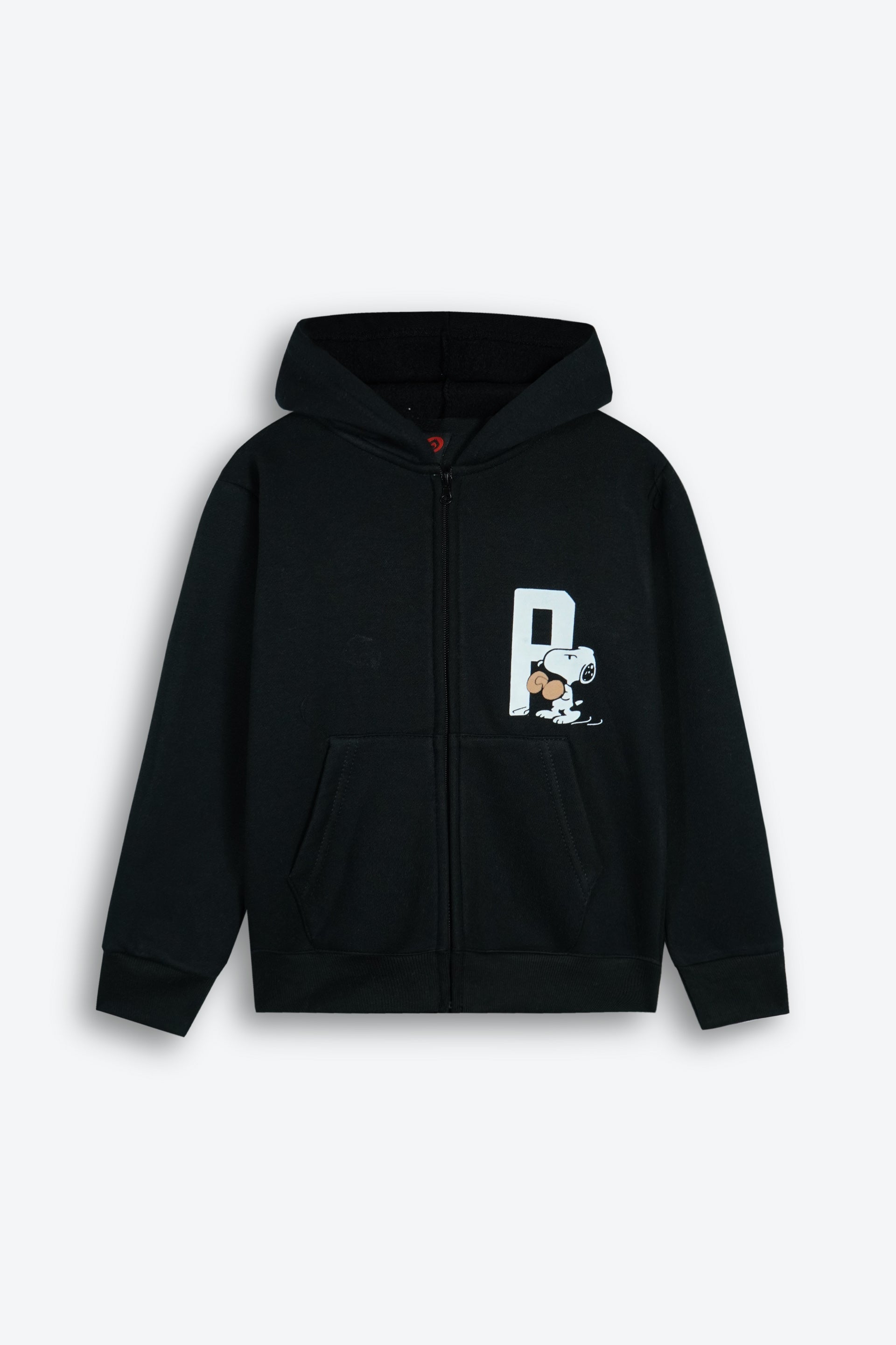 Snoopy Kids Zip-Up Hoodie – Black | 100% Cotton Fleece