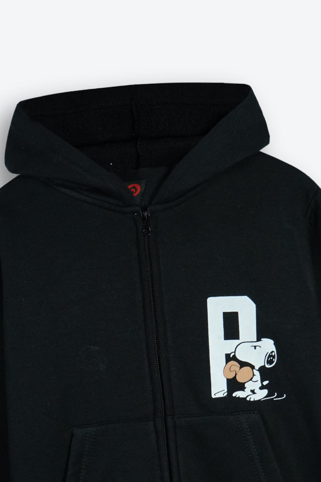 Snoopy Kids Zip-Up Hoodie – Black | 100% Cotton Fleece