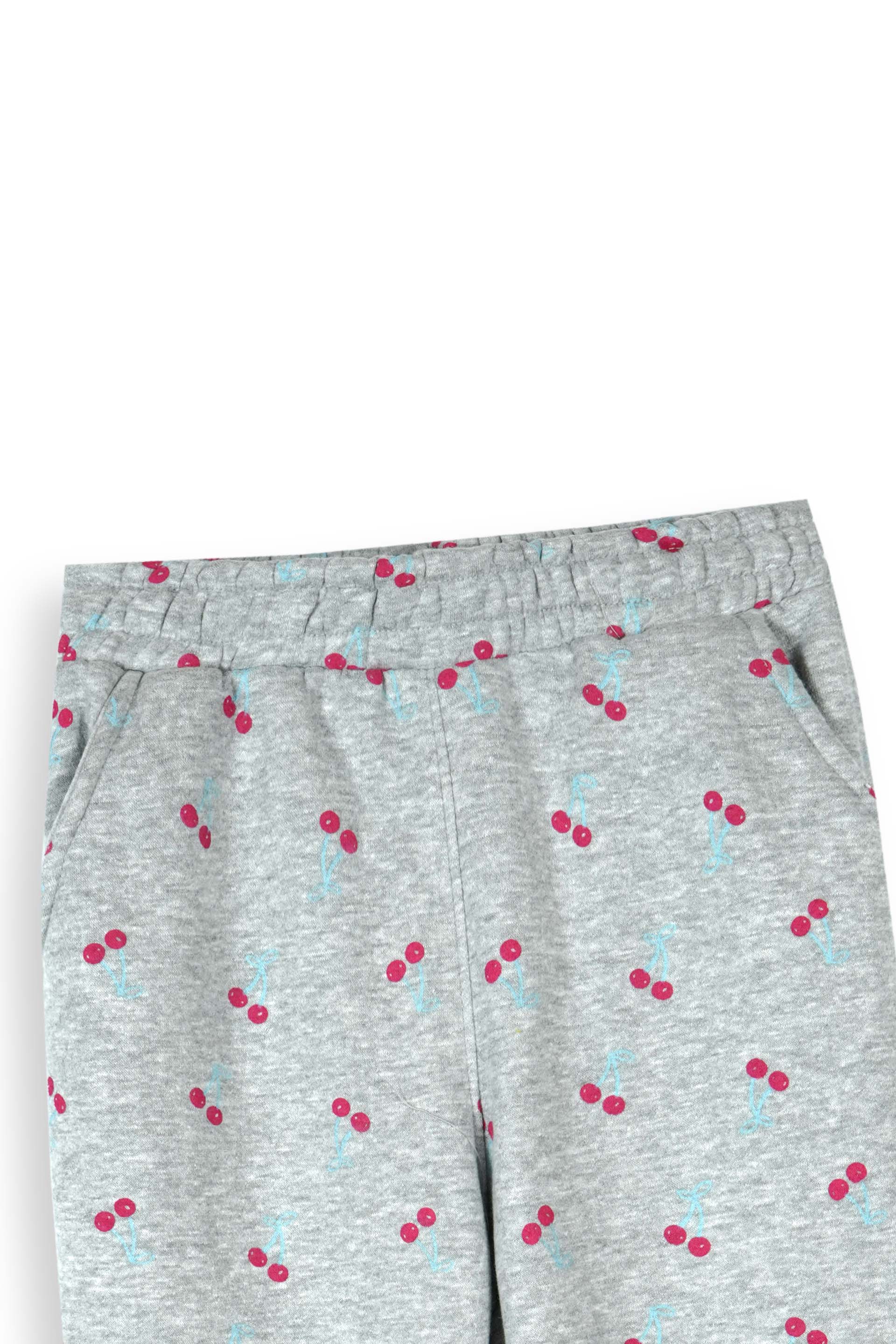 Kids Cherry Print Hoodie & Jogger Set – 100% Cotton Fleece