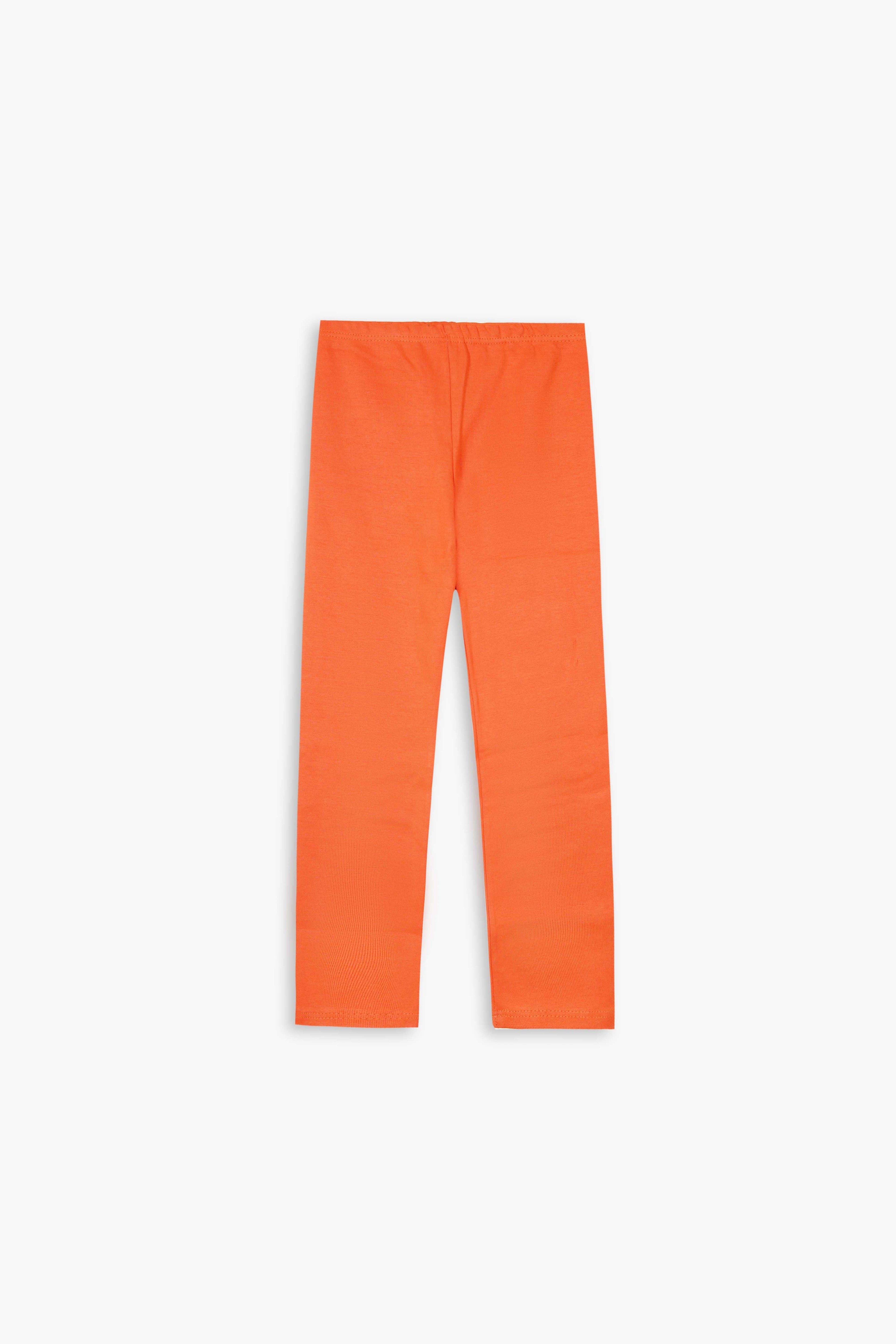 Orange Ribbed Lycra Tights for winter | Stretchable & Trendy Fit