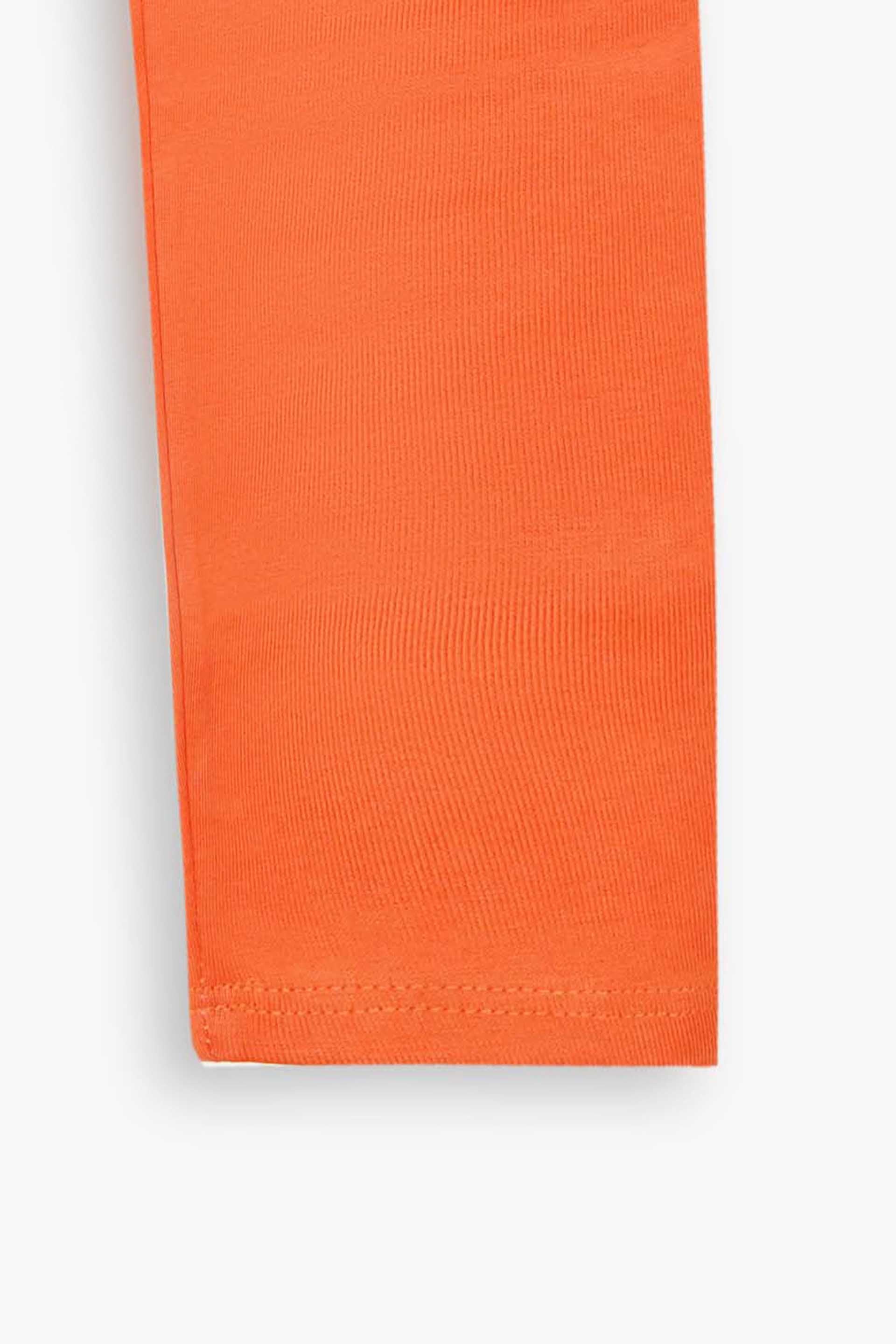 Orange Ribbed Lycra Tights for winter | Stretchable & Trendy Fit