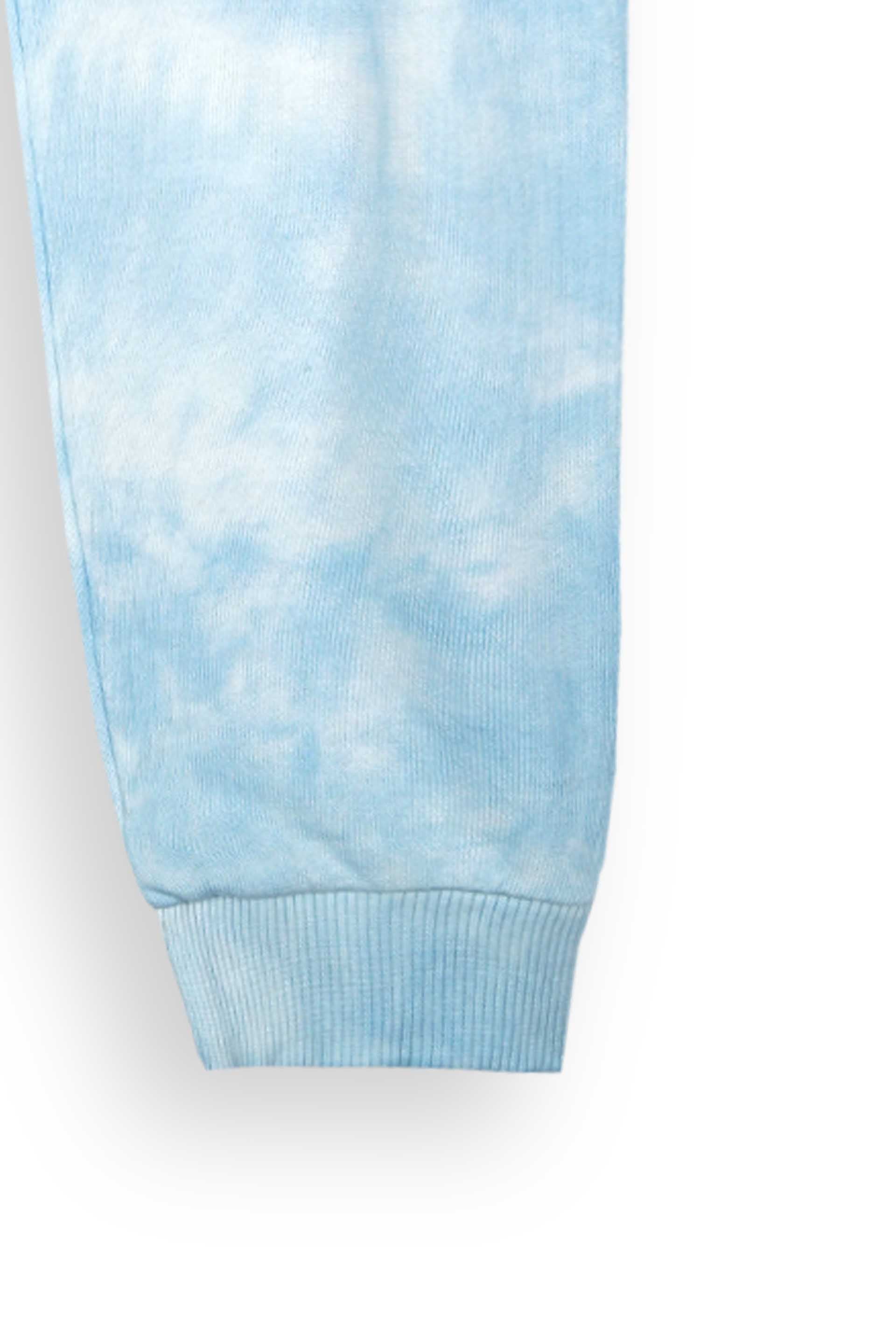 Sky Blue Tie-Dye Terry Tracksuit | 100% Cotton | Cozy Winter Outfit for Kids