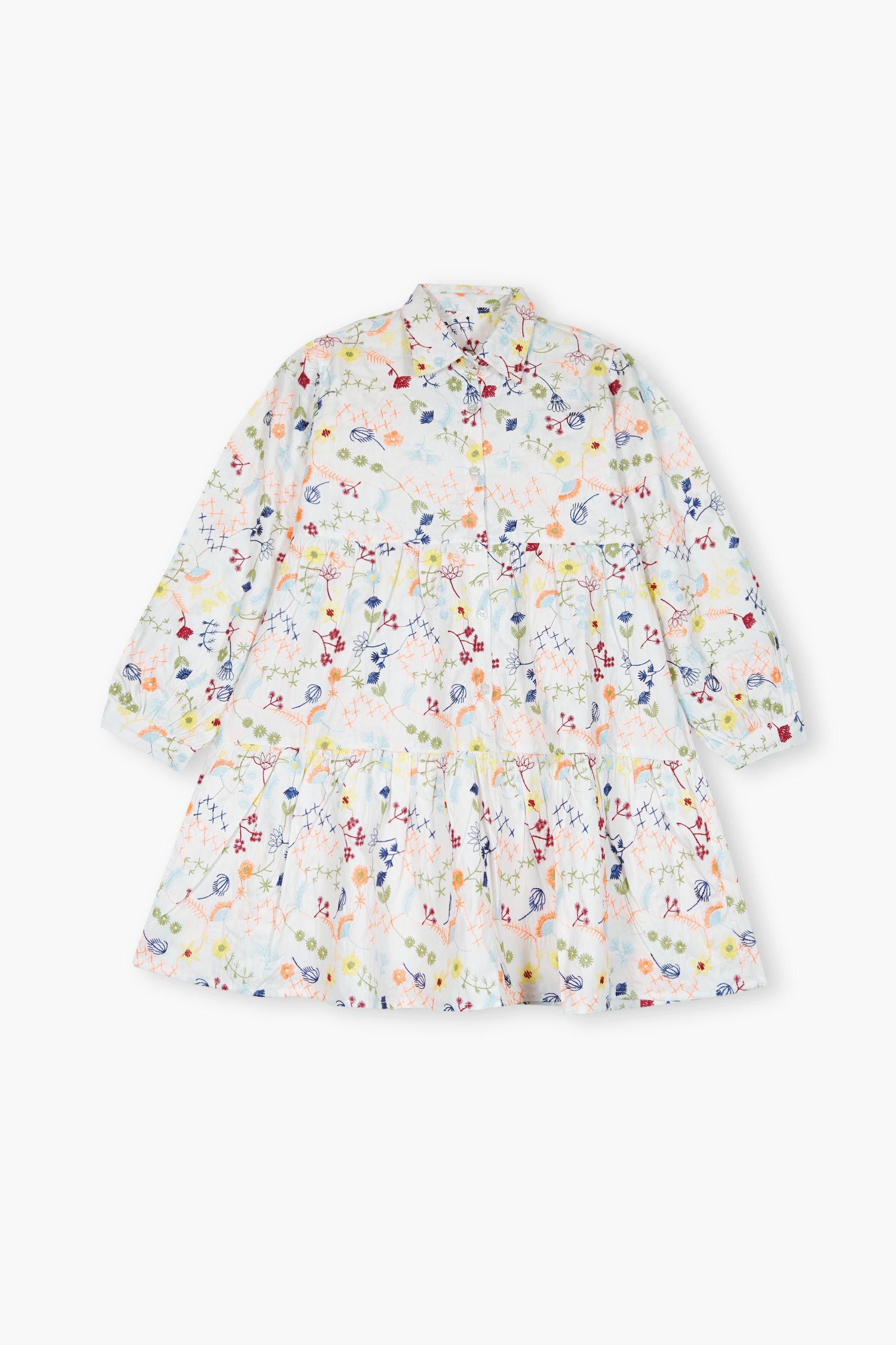 White cotton all over Embroidered Top | Girls Winter Ethnic Wear