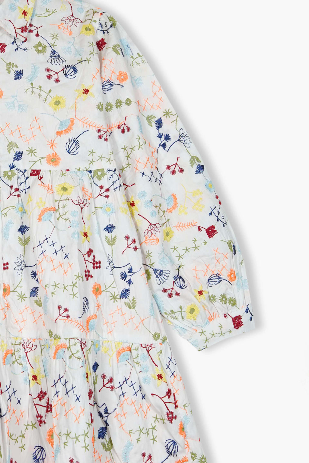 White cotton all over Embroidered Top | Girls Winter Ethnic Wear