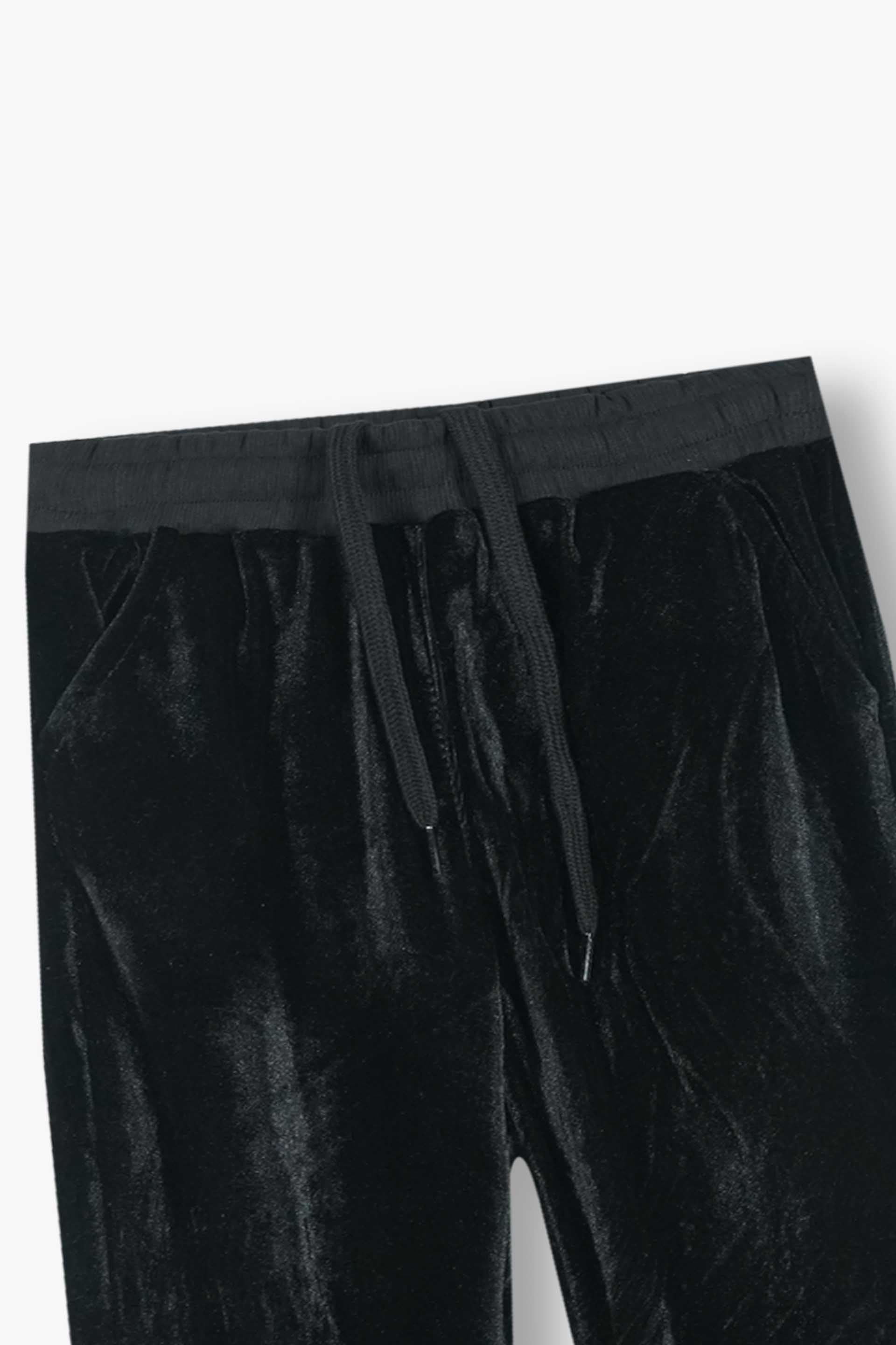 Kids Velvet Tracksuit – Black