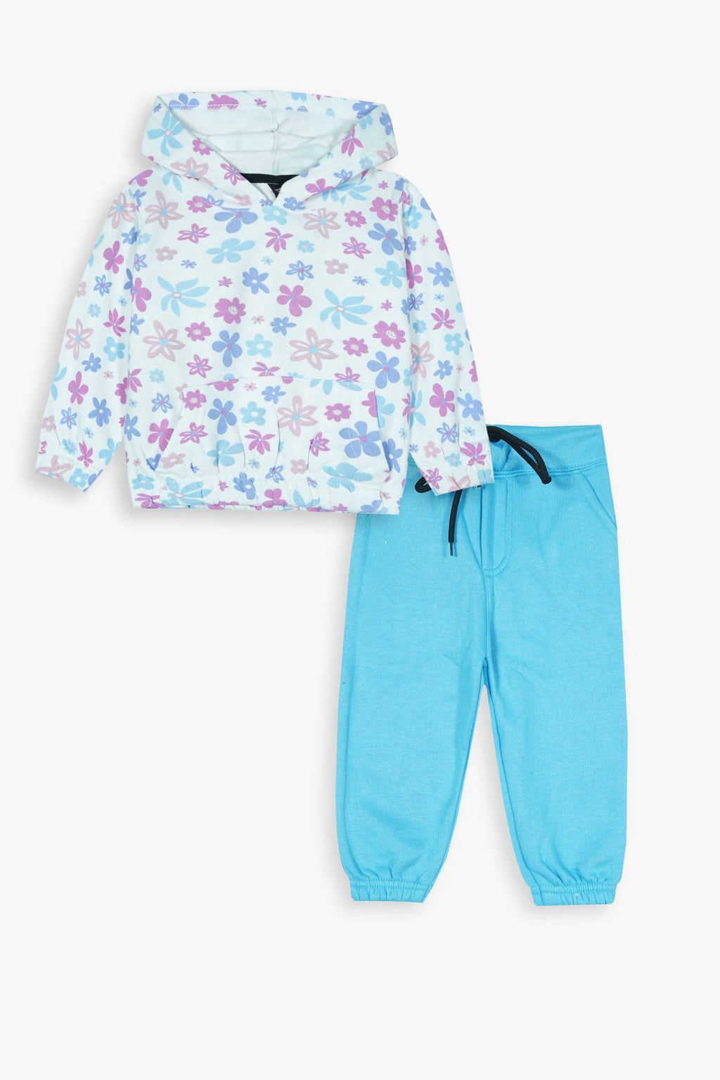 Girls 100% Cotton Fleece Printed Hoodie Suit – Soft Winter Co-Ord Set