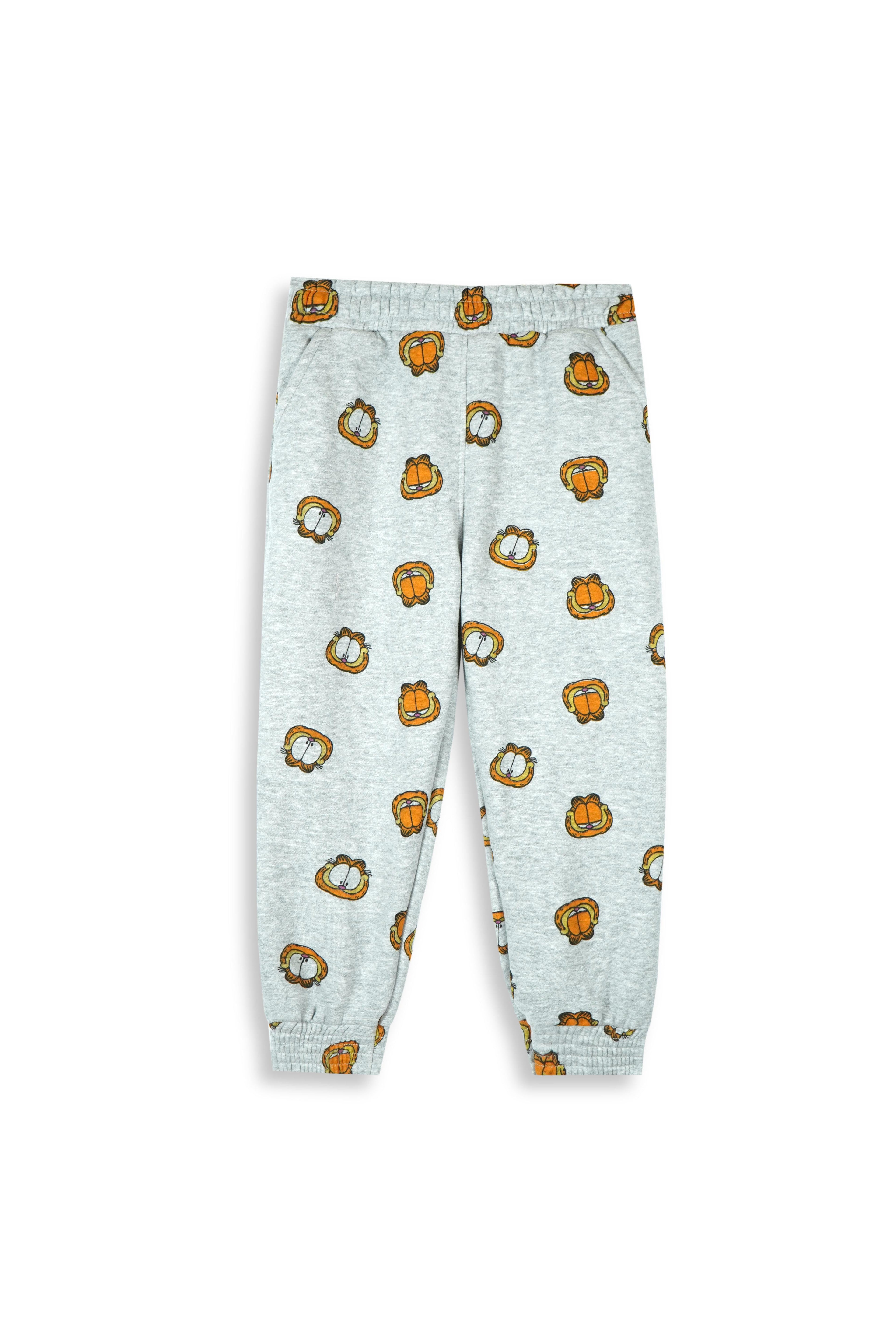 Kids Garfield-style character motifs Allover Print Hoodie & Jogger Set – 100% Cotton Fleece