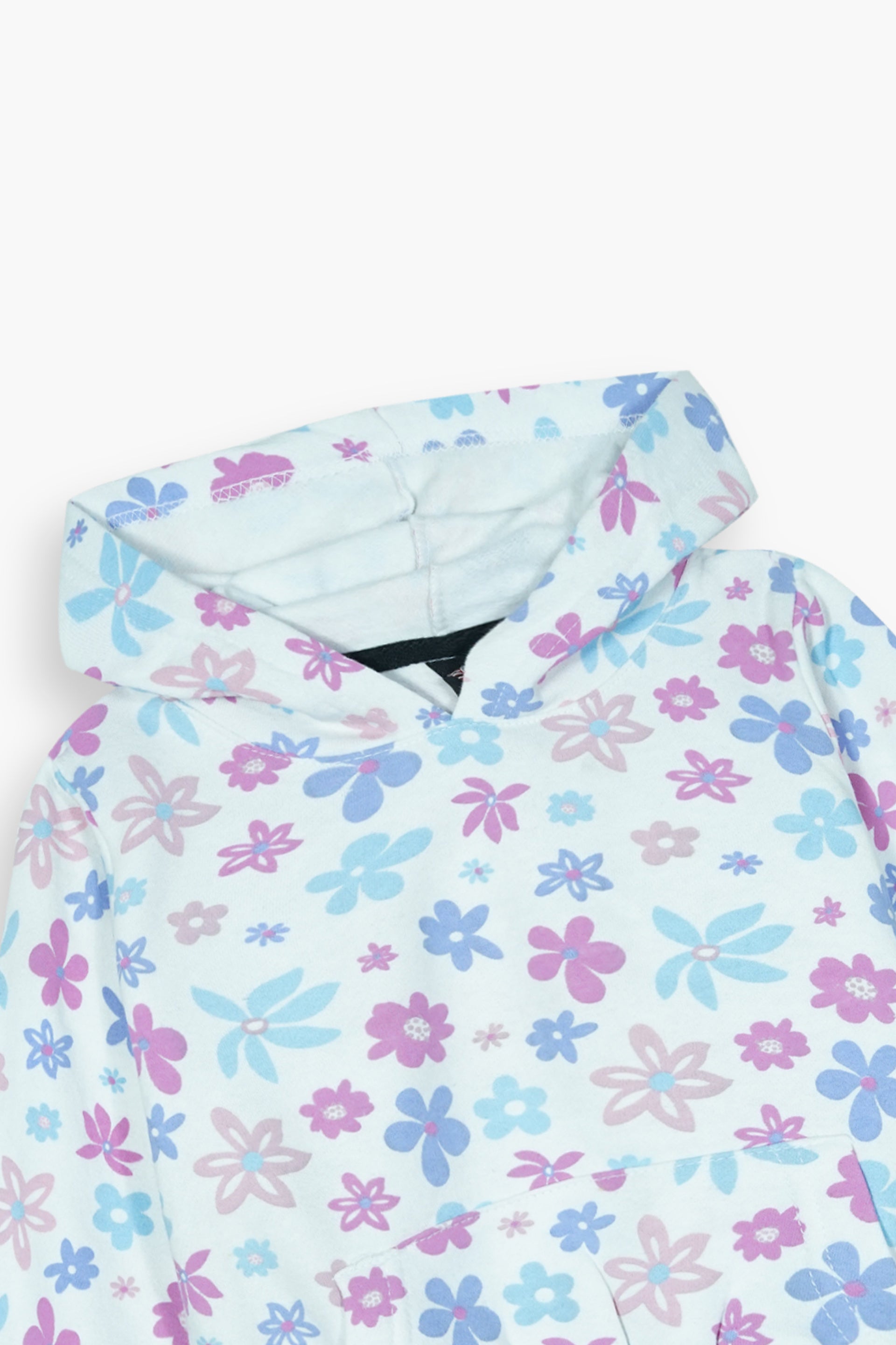 Girls 100% Cotton Fleece Printed Hoodie Suit – Soft Winter Co-Ord Set