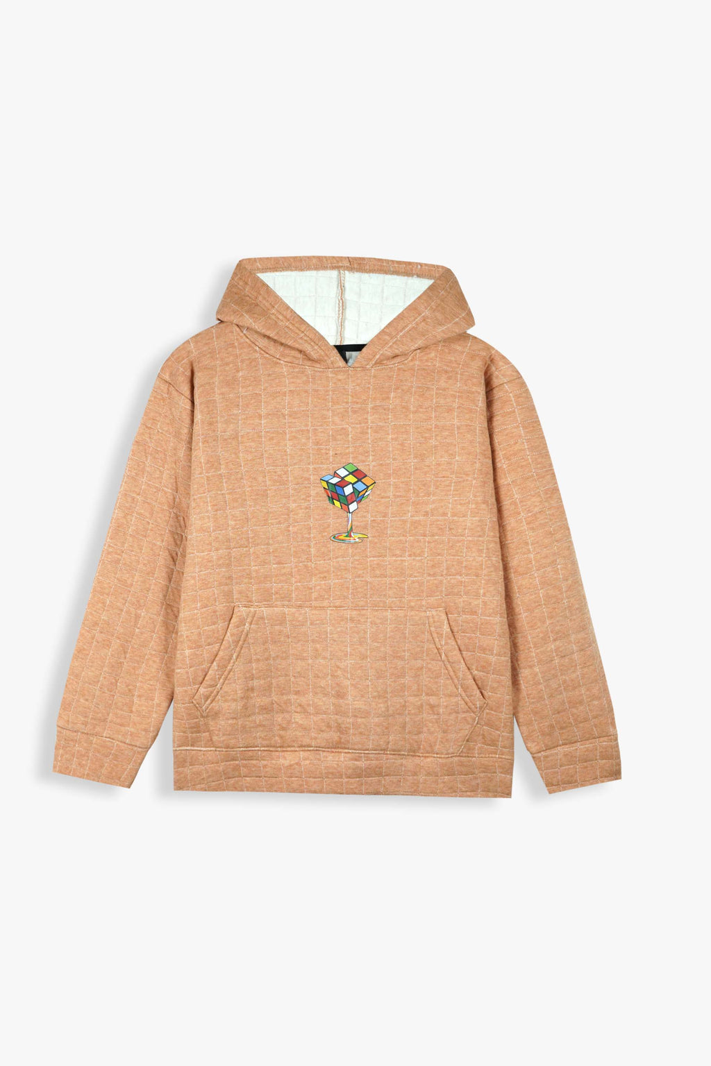 Unisex Kids Quilted Hoodie – Camel Brown