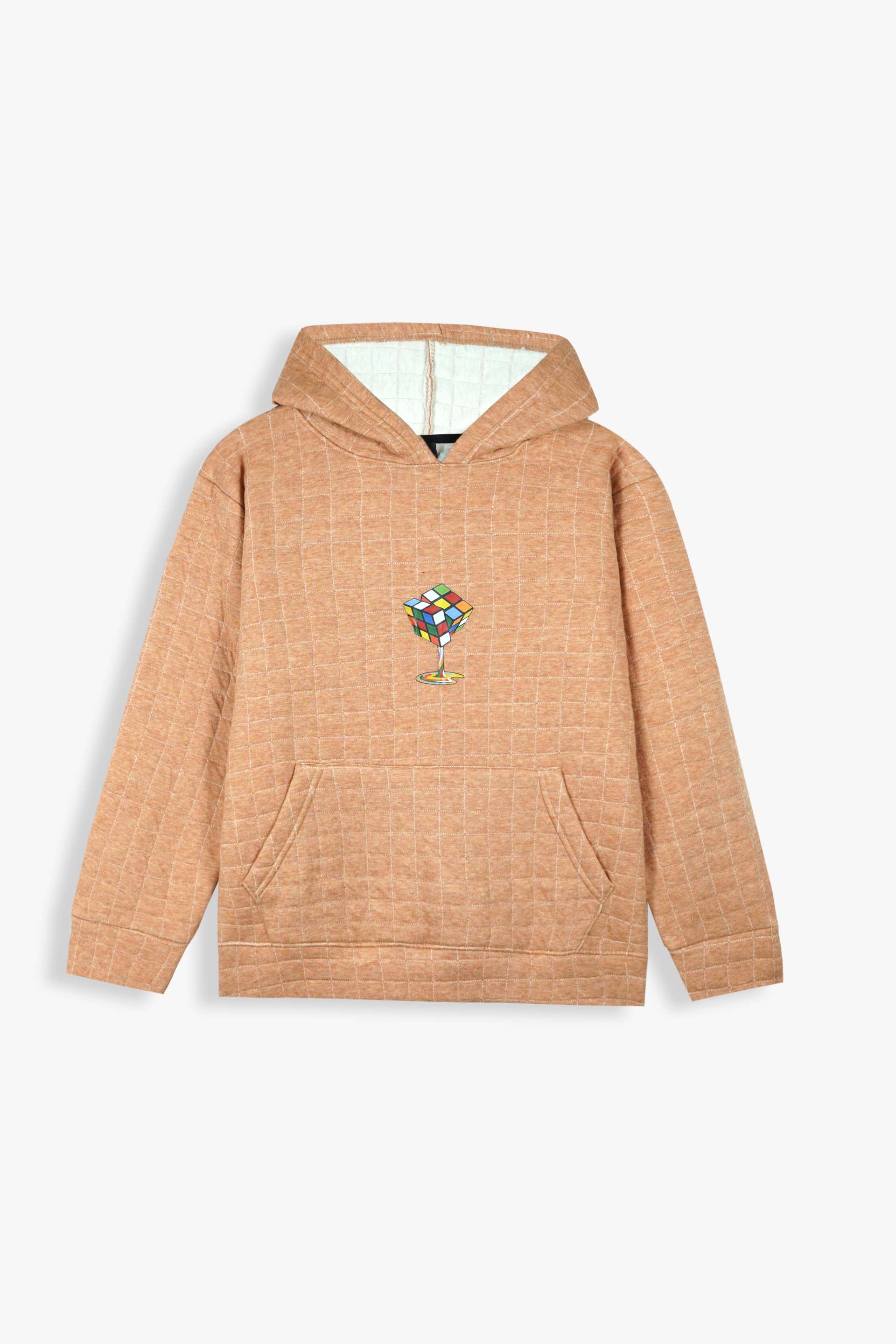 Unisex Kids Quilted Hoodie – Camel Brown