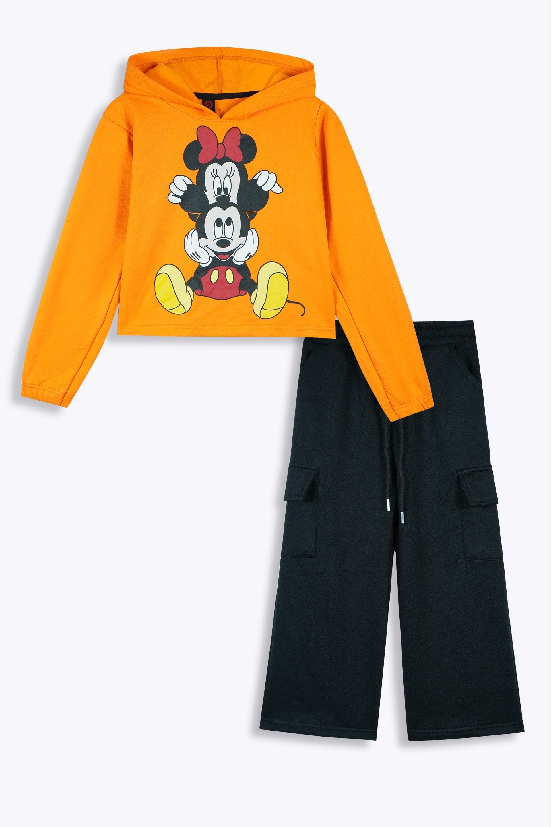 Kids Mickey & Minnie Fleece co Ord sets - Orange & Black