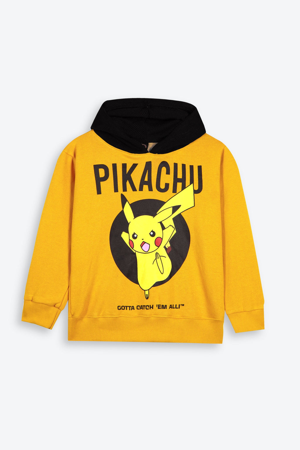 Pokémon Pikachu Girls Tracksuit – Yellow Hoodie & Black Wide-Leg Pants | 100% Cotton Fleece