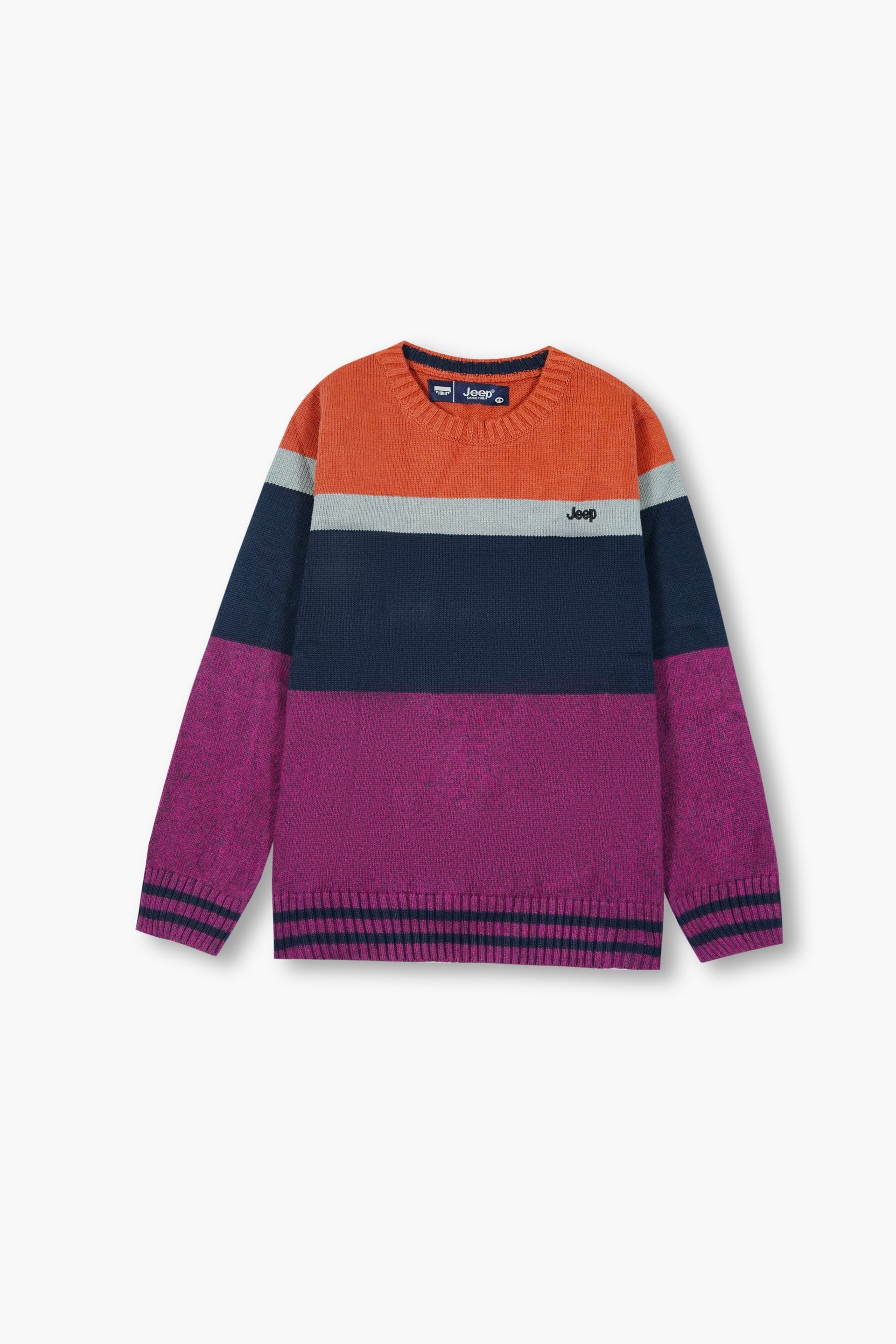 Jeep Multicolor Block Cotton Sweater – 100% Cotton | Cozy Winter Wear for Kids