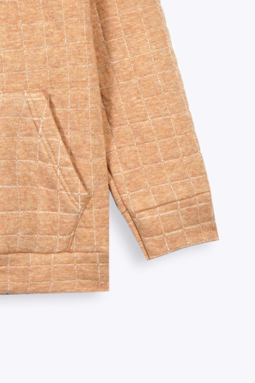 Unisex Kids Quilted Hoodie – Camel Brown
