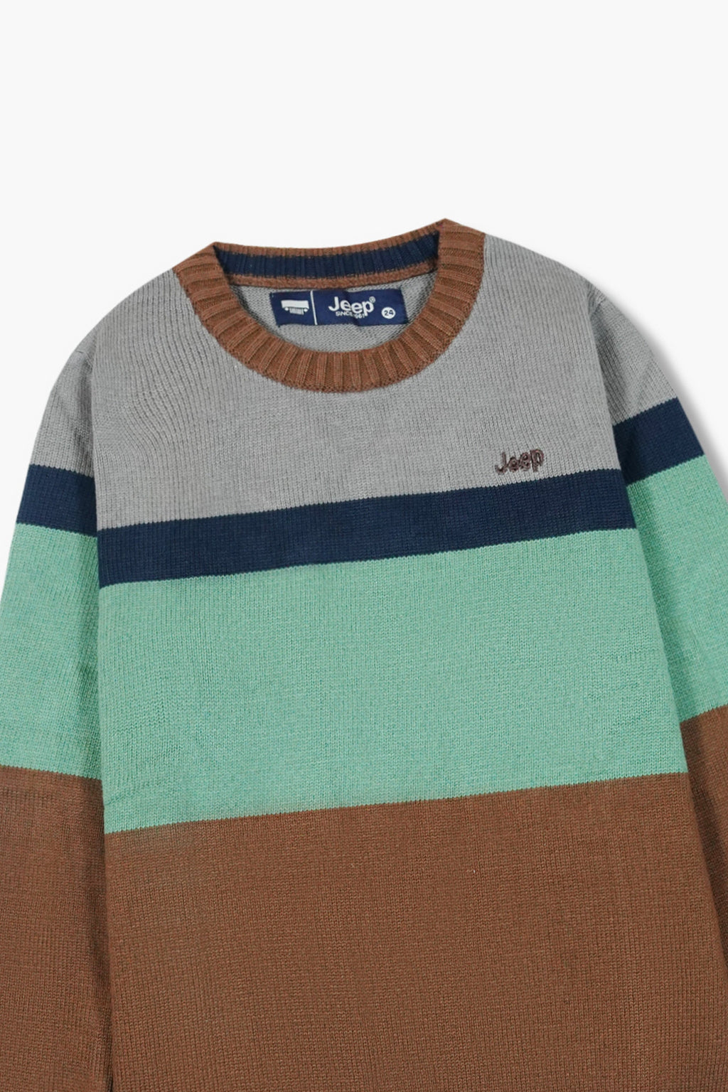 Jeep Brown & Mint Color Block Cotton Sweater – 100% Cotton | Premium Winter Wear for Kids