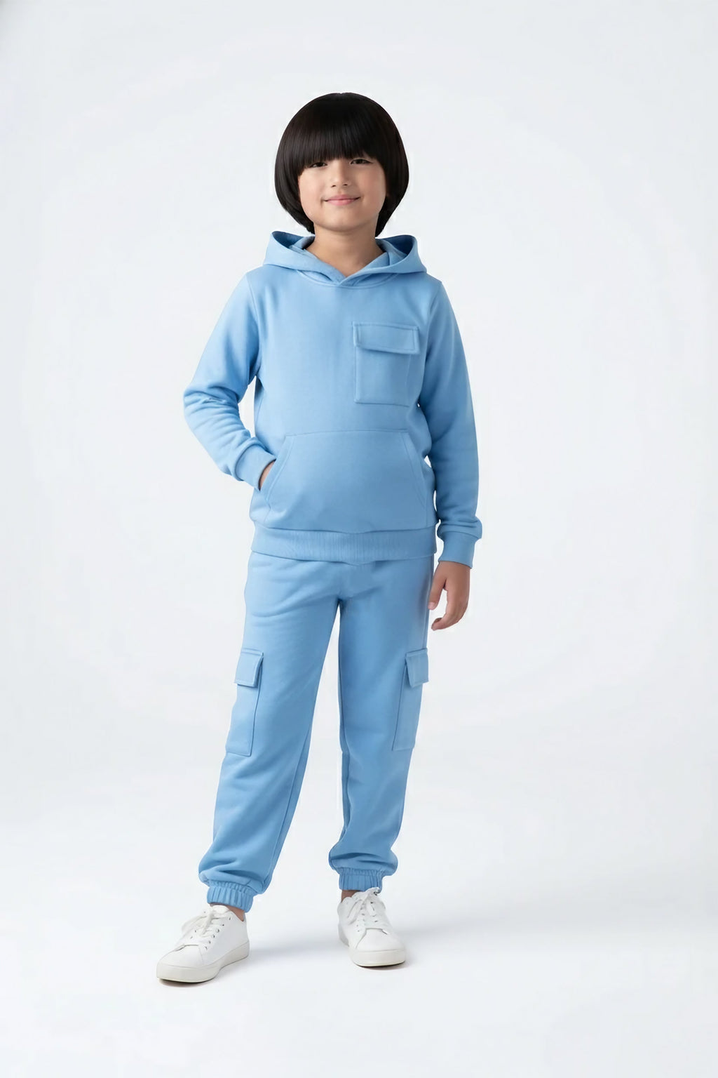 kids Utility Fleece Tracksuit – Sky Blue
