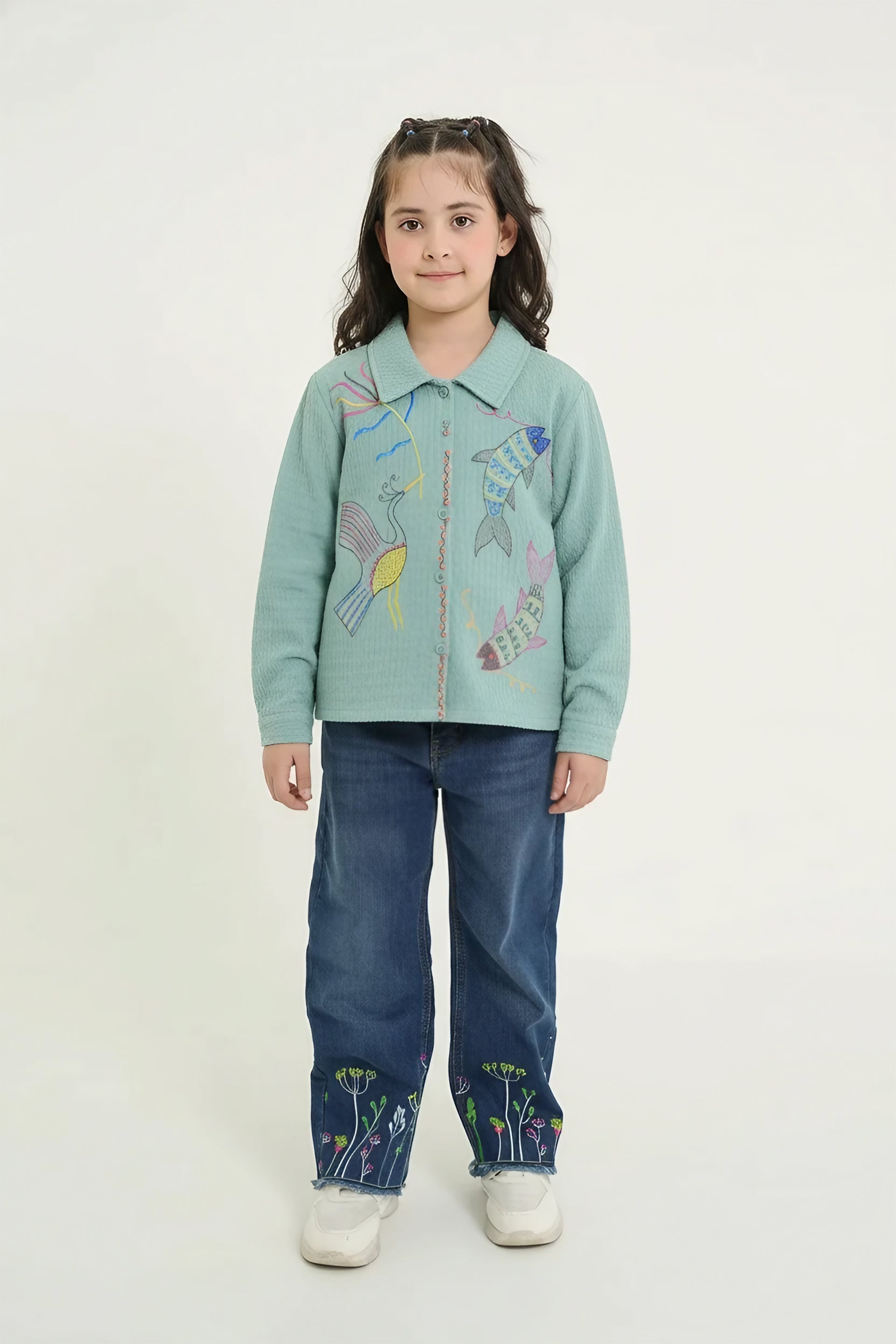 Embroidered Jacquard Shirt | Stylish Winter Wear
