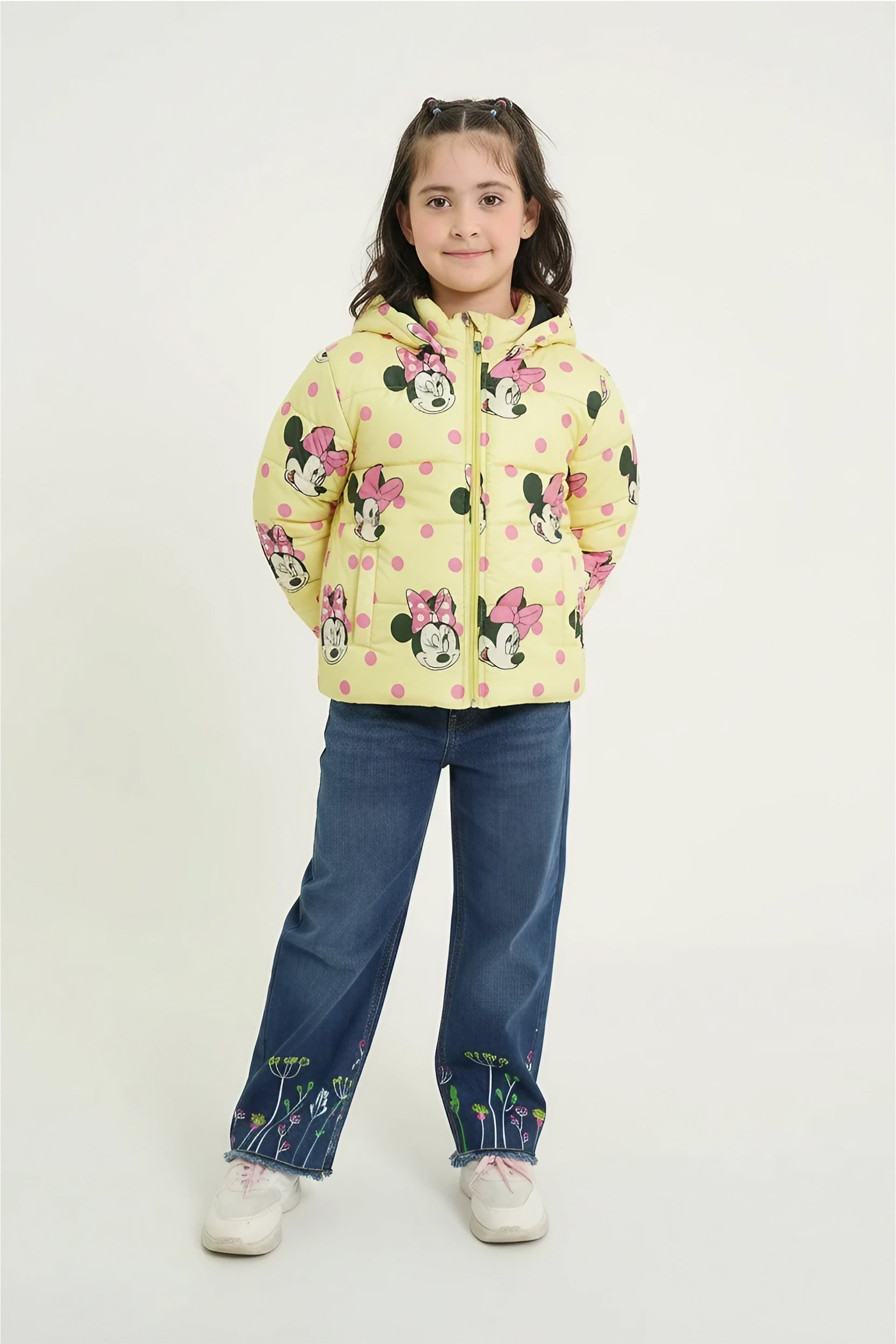 Minnie Mouse Kids Puffer Jacket | Girls Hooded Winter Coat | Warm & Lightweight Outerwear