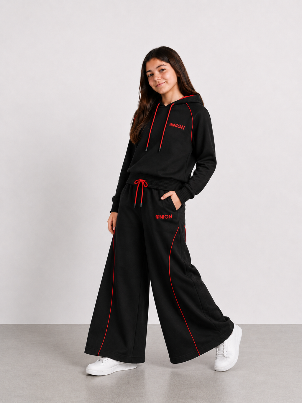Girls Premium Cotton Terry Wide Leg Hoodie Set