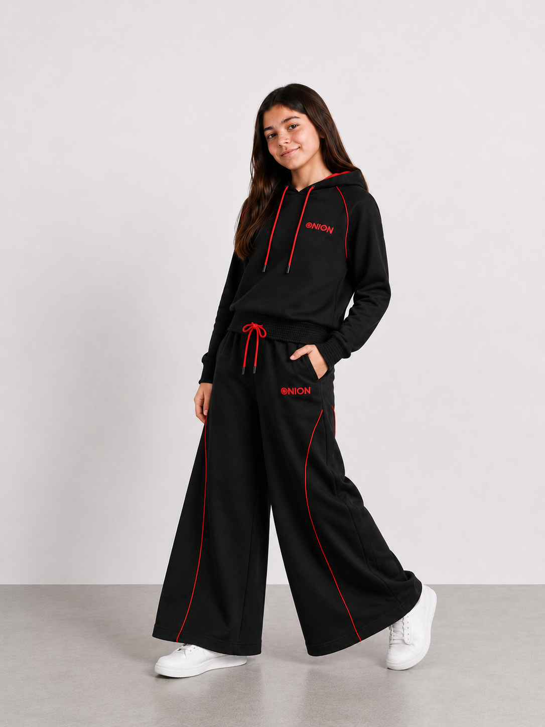 Girls Premium Cotton Terry Wide Leg Hoodie Set